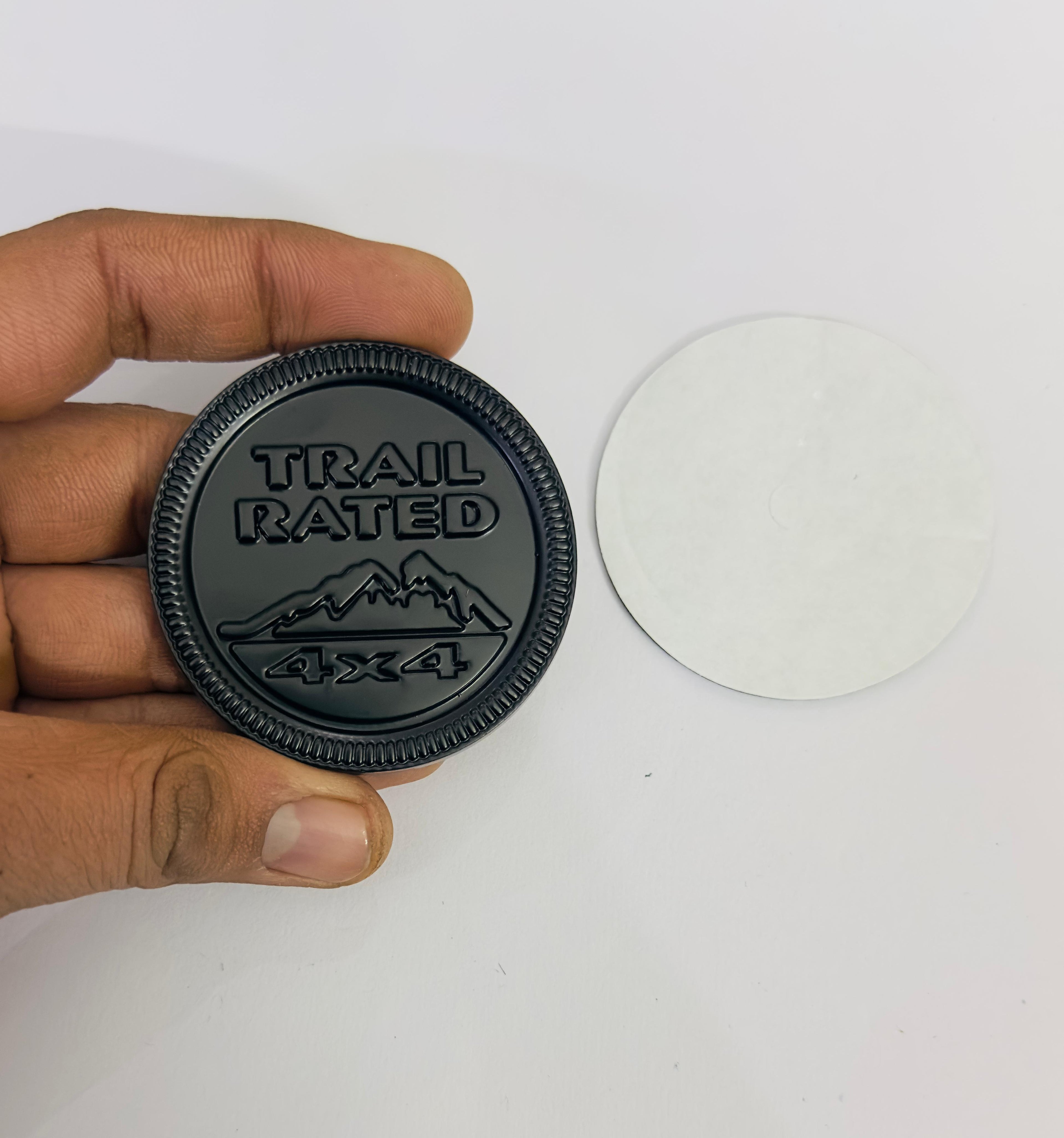 Trail Rated Full Black Sticker (6cmx6cm) Car .Bike TAPTOP Metal Logo Car Emblem 3D Badge Universal (Trail Rated Full Black Logo)