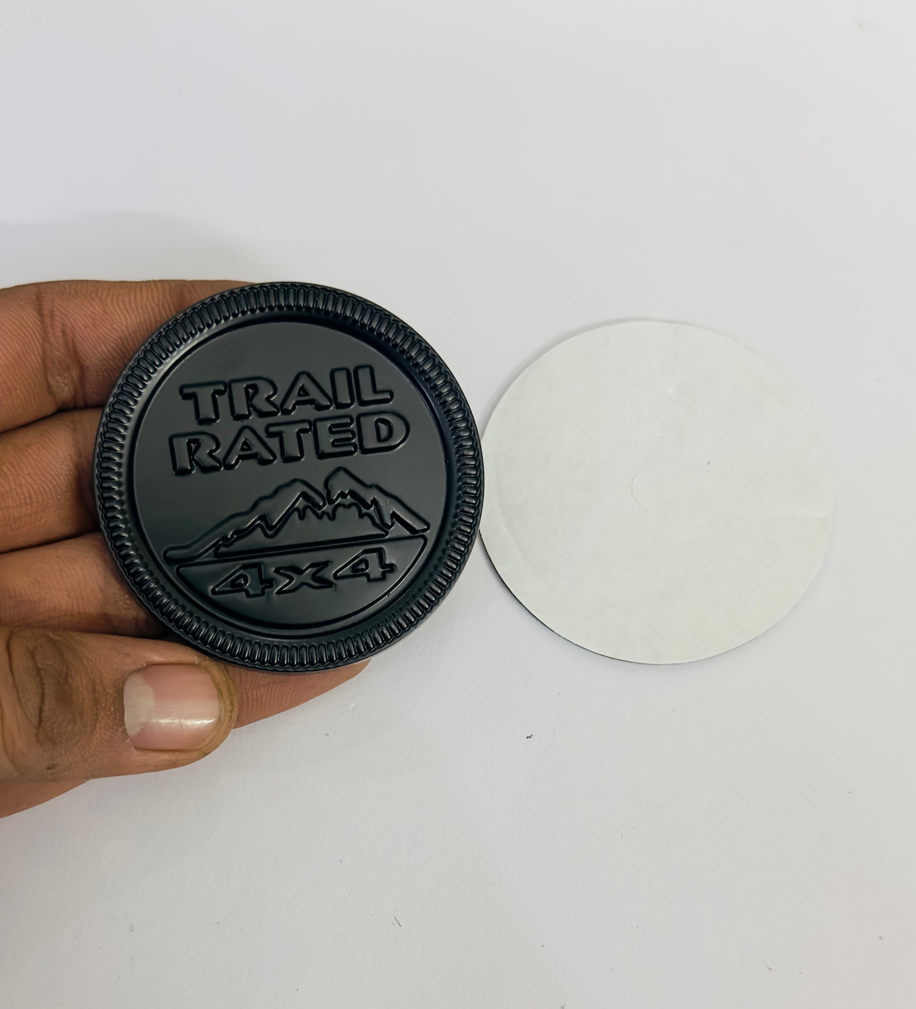 Trail Rated Full Black Sticker (6cmx6cm) Car .Bike TAPTOP Metal Logo Car Emblem 3D Badge Universal (Trail Rated Full Black Logo)