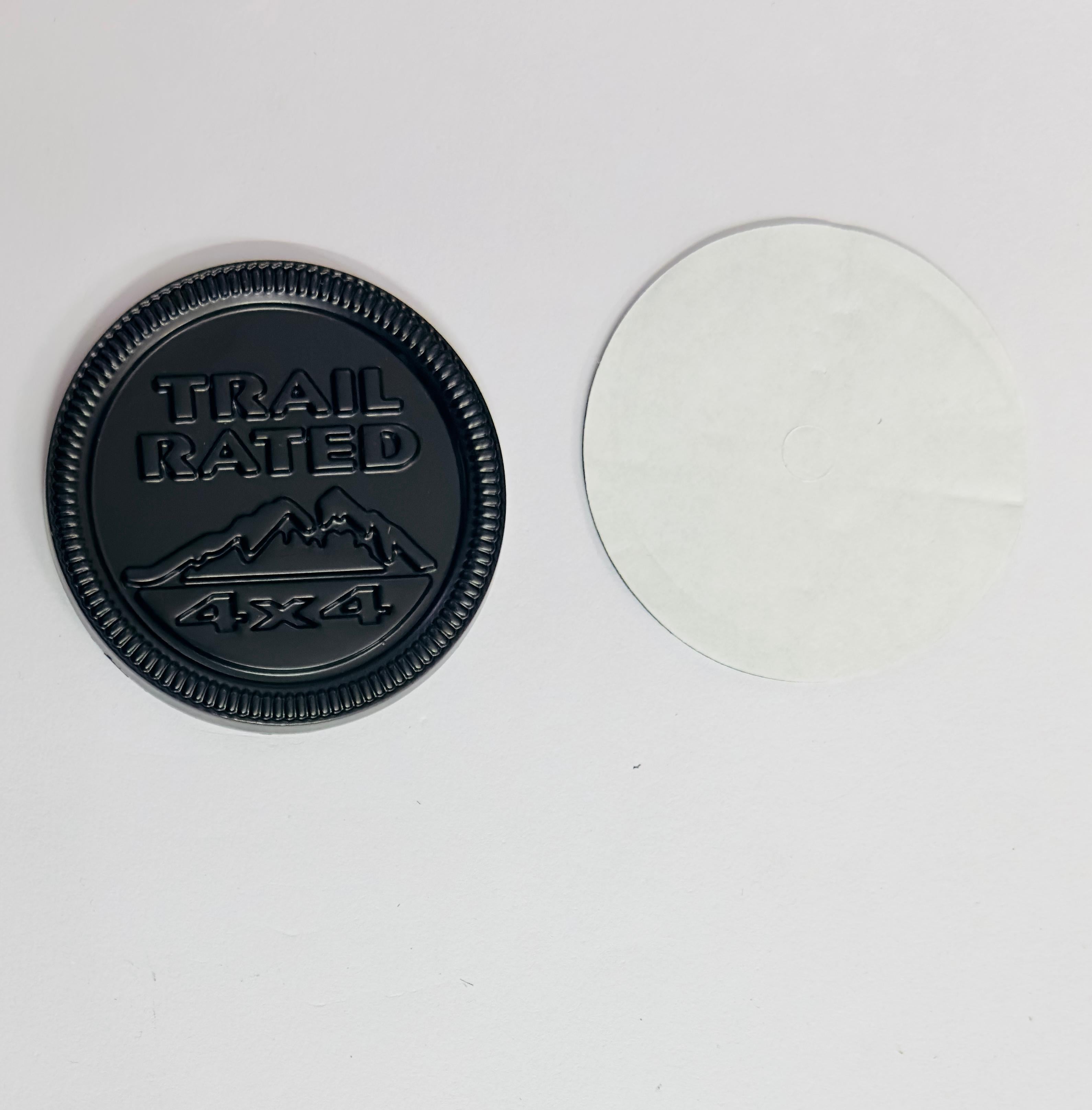 Trail Rated Full Black Sticker (6cmx6cm) Car .Bike TAPTOP Metal Logo Car Emblem 3D Badge Universal (Trail Rated Full Black Logo)