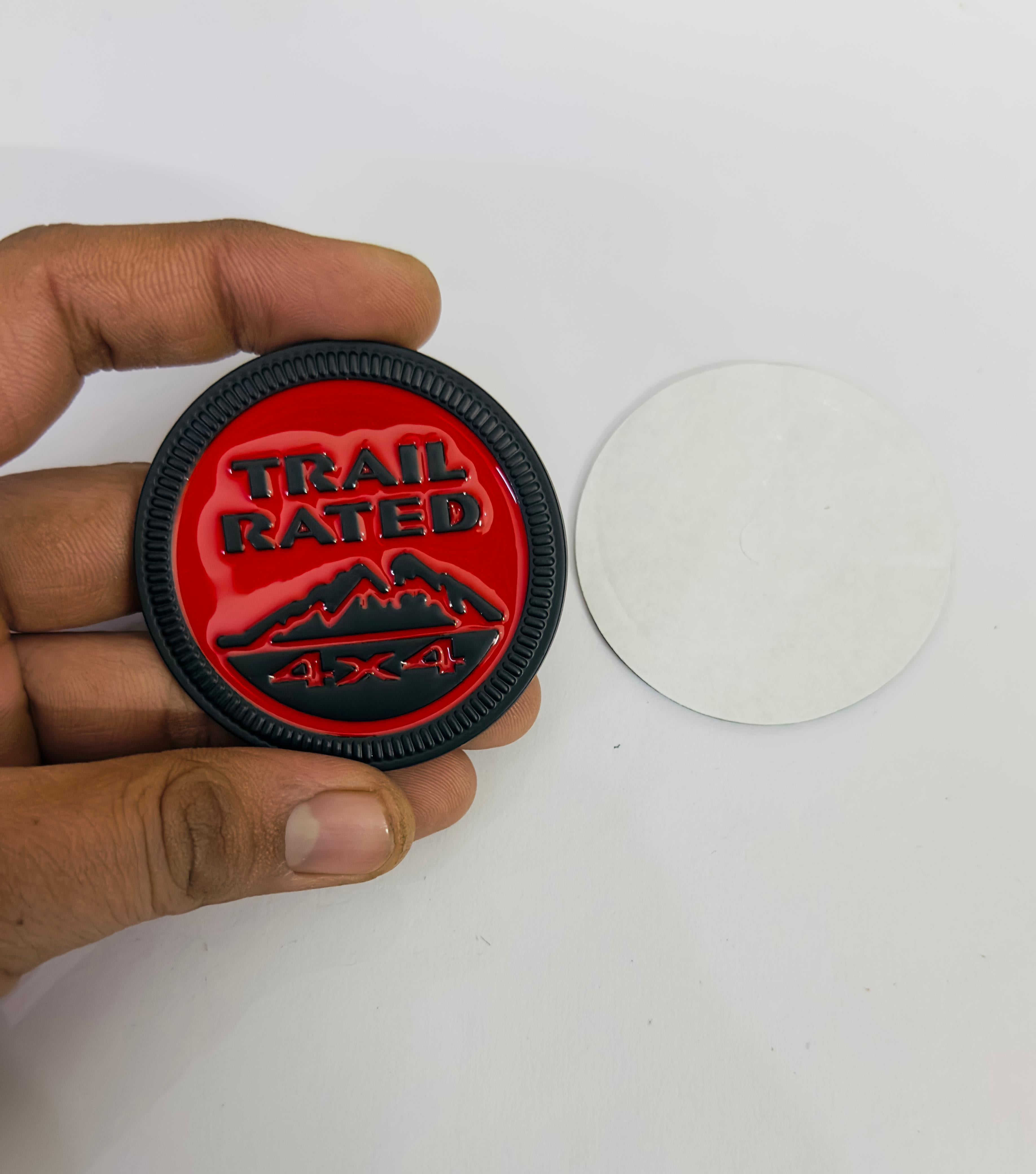 Trail Rated Black Red Sticker 6x6cm Logo Car Bike Metal Logo Car Emblem 3D Badge Auto Racing Sport Sticker Grand Tourer Decal Attractive Sticker-1Piece