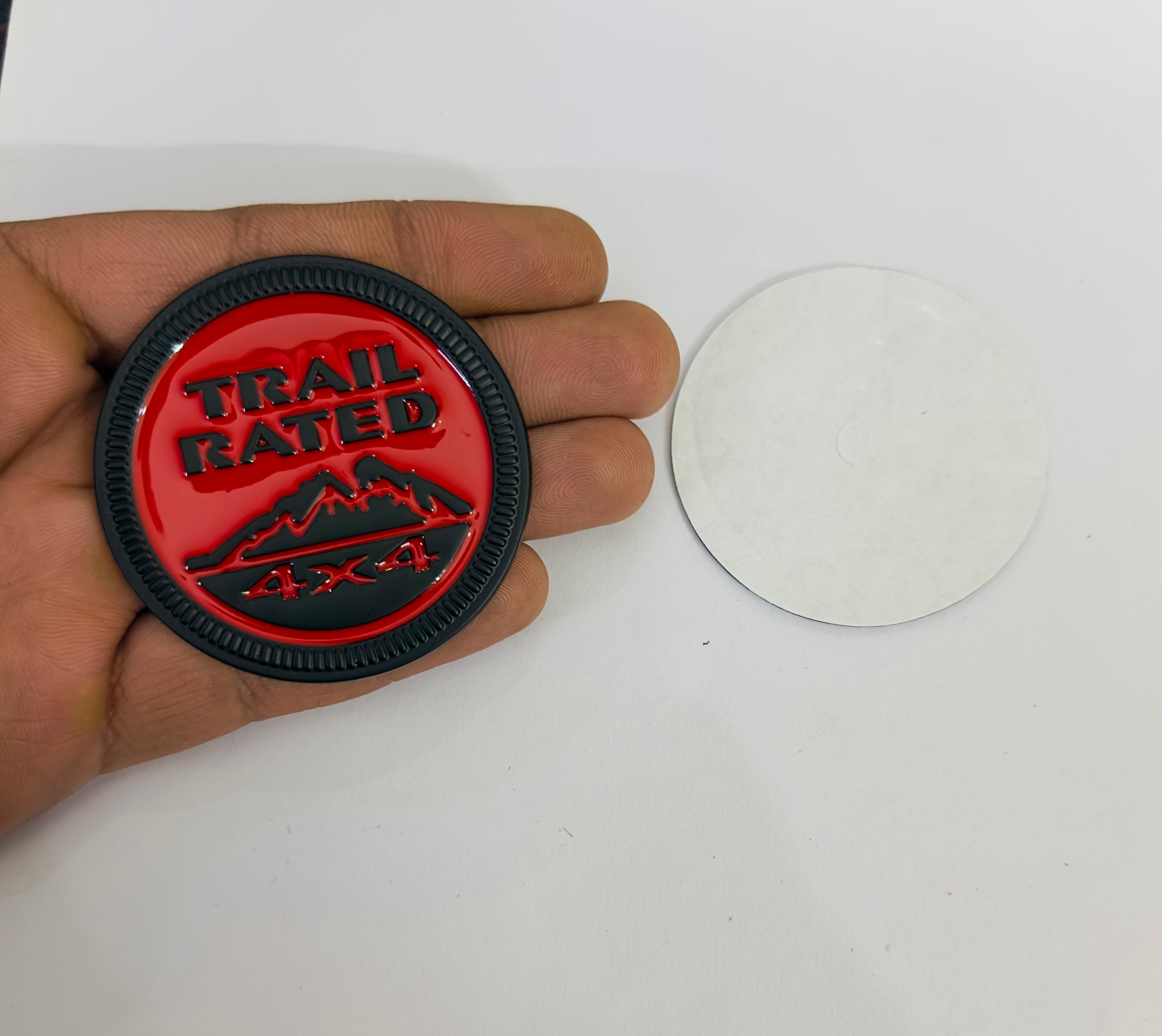 Trail Rated Black Red Sticker 6x6cm Logo Car Bike Metal Logo Car Emblem 3D Badge Auto Racing Sport Sticker Grand Tourer Decal Attractive Sticker-1Piece