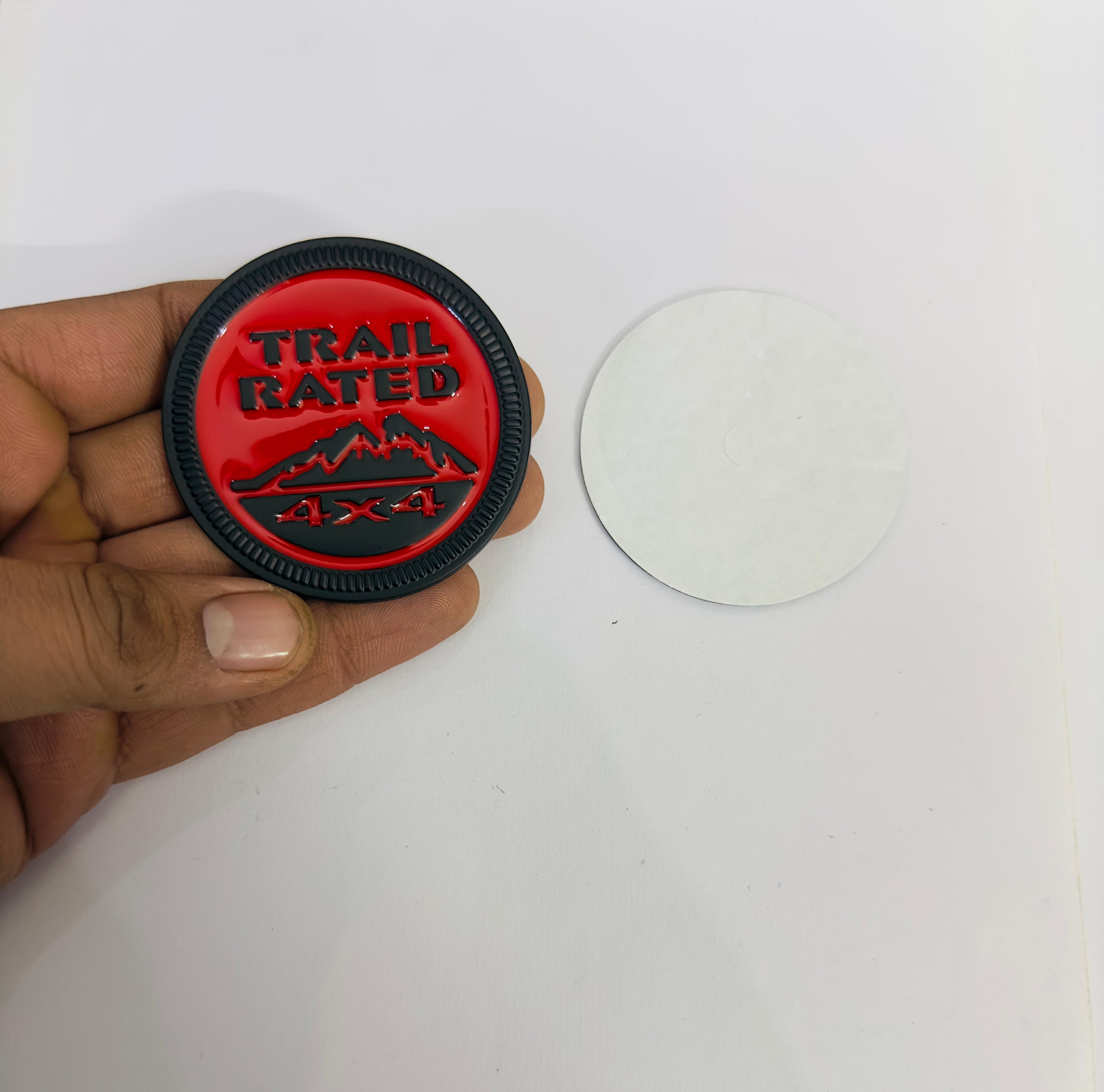 Trail Rated Black Red Sticker 6x6cm Logo Car Bike Metal Logo Car Emblem 3D Badge Auto Racing Sport Sticker Grand Tourer Decal Attractive Sticker-1Piece