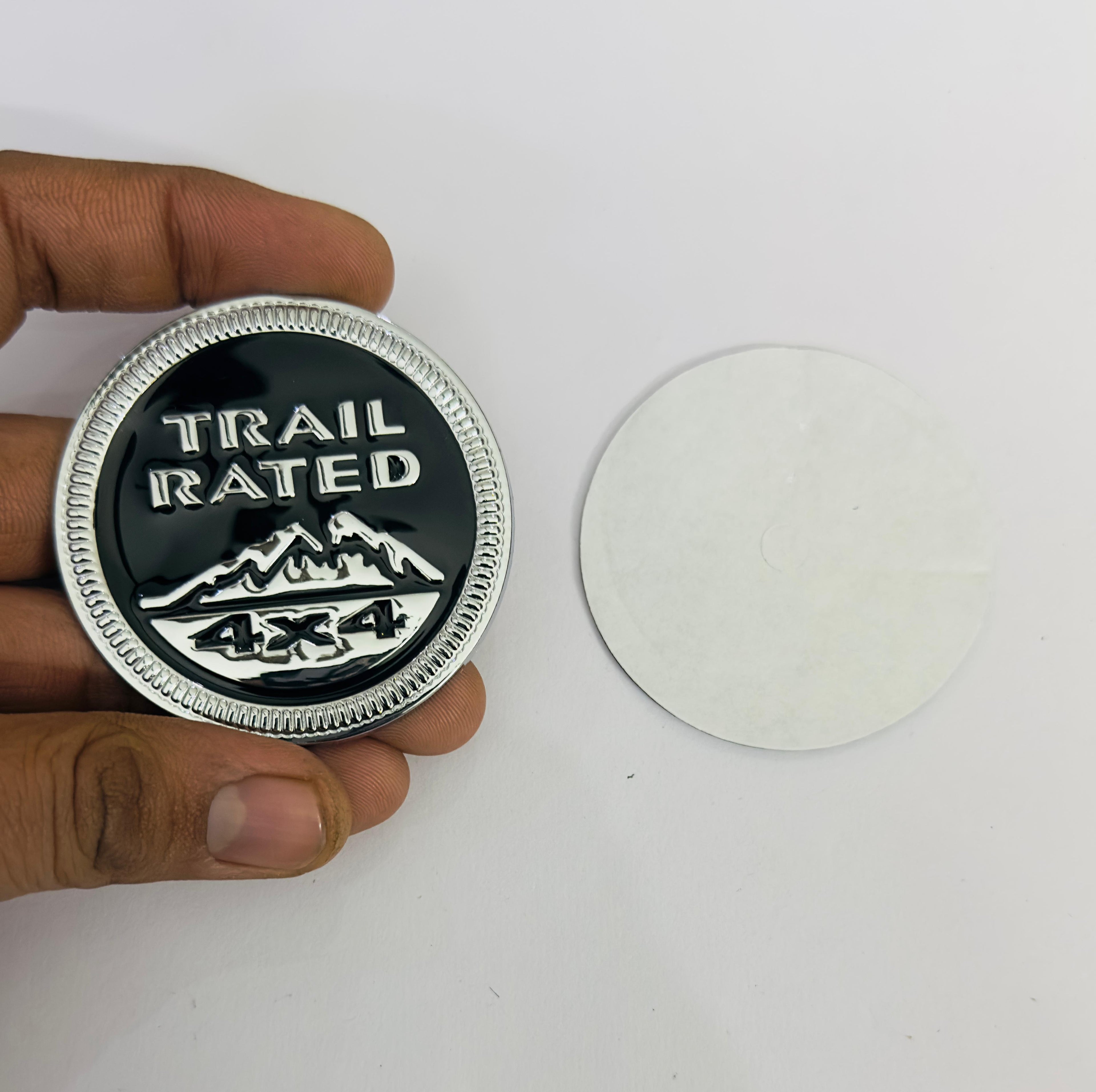 Trail Rated Chrome Black Sticker (6cmx6cm) Car .Bike TAPTOP Metal Logo Car Emblem 3D Badge Universal (Trail Rated Chrome Black Logo)