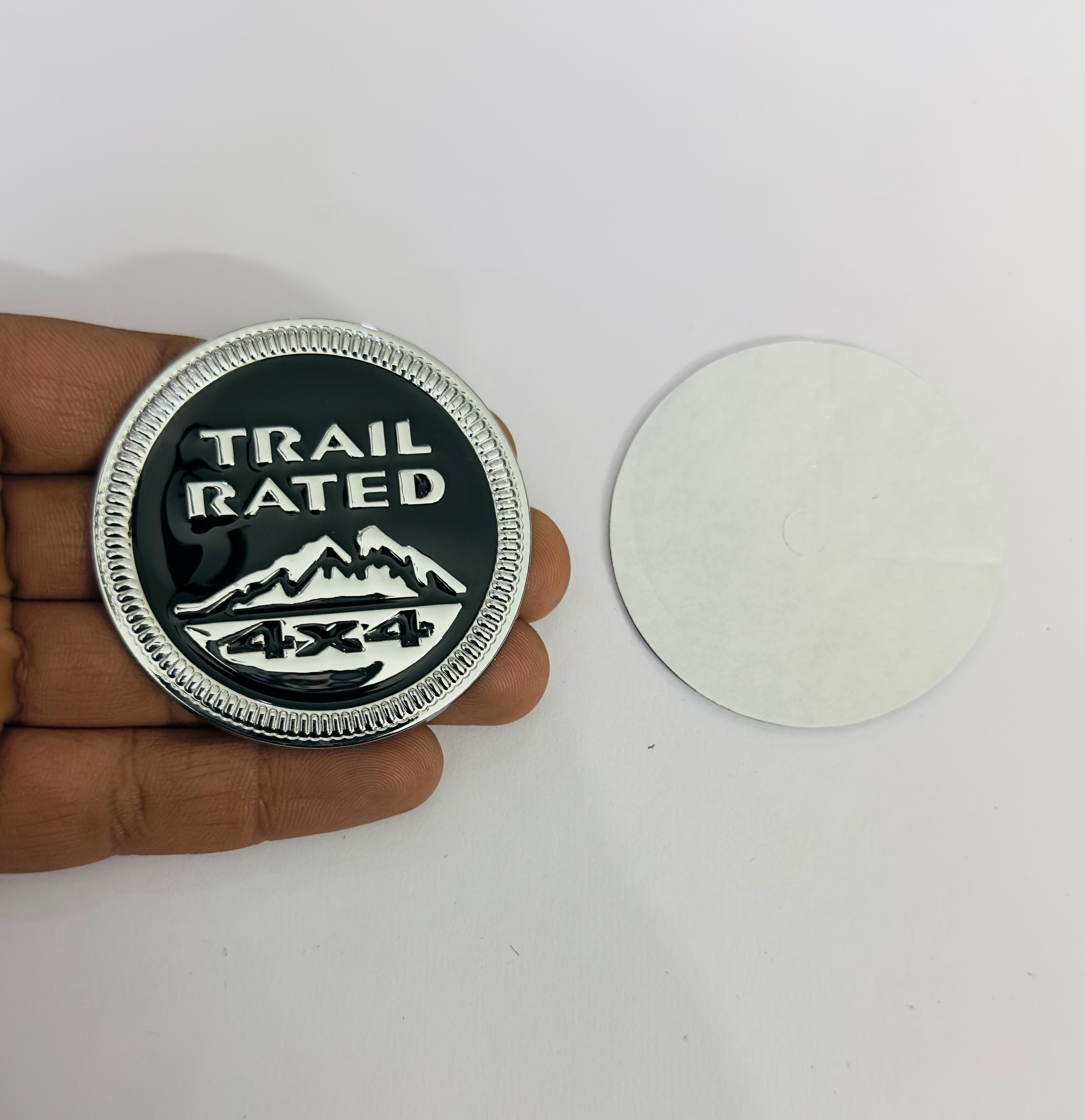Trail Rated Chrome Black Sticker (6cmx6cm) Car .Bike TAPTOP Metal Logo Car Emblem 3D Badge Universal (Trail Rated Chrome Black Logo)