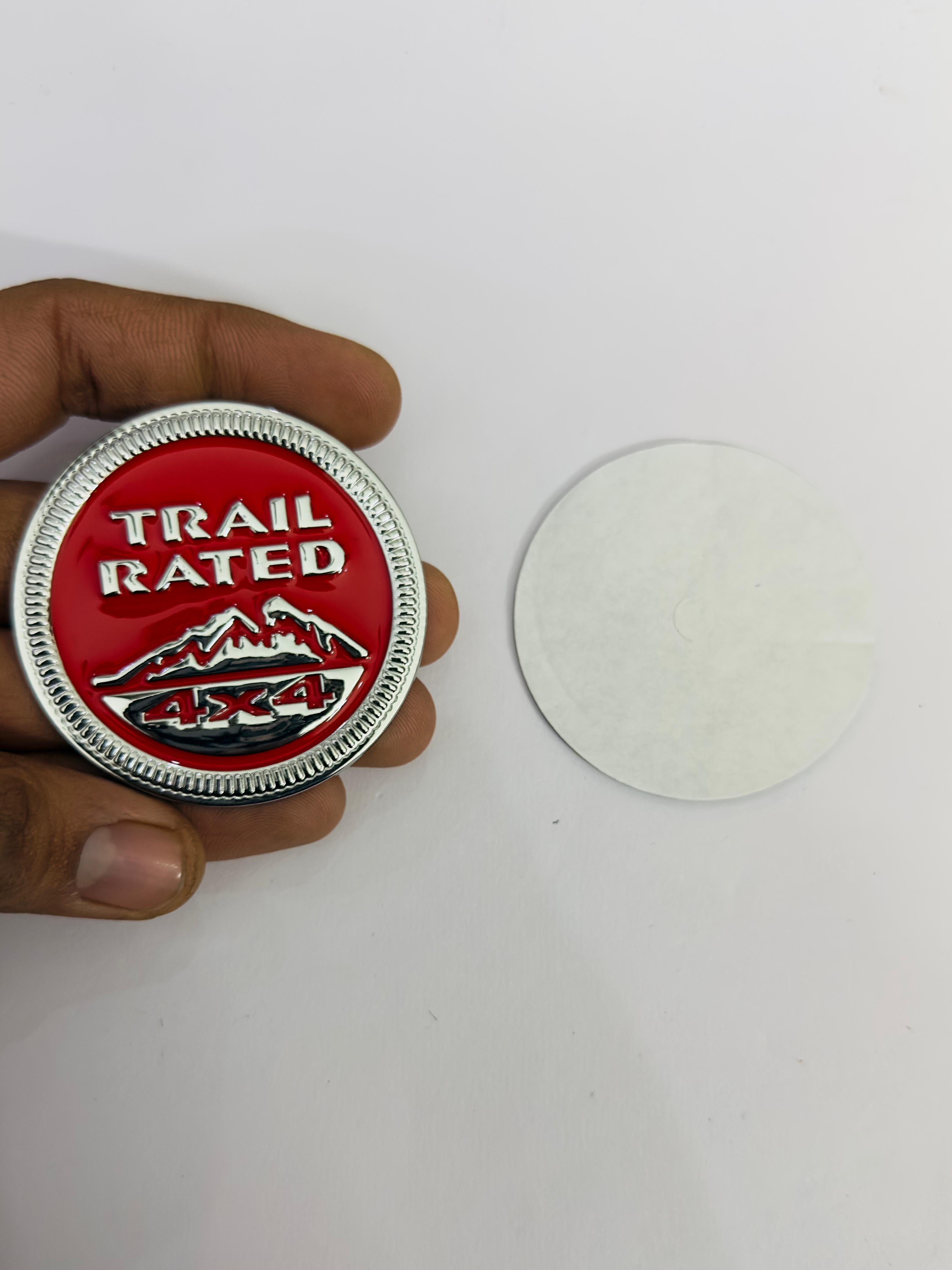 Trail Rated Chrome RED Sticker (6cmx6cm) Car .Bike TAPTOP Metal Logo Car Emblem 3D Badge Universal (Trail Rated Chrome RED Logo)