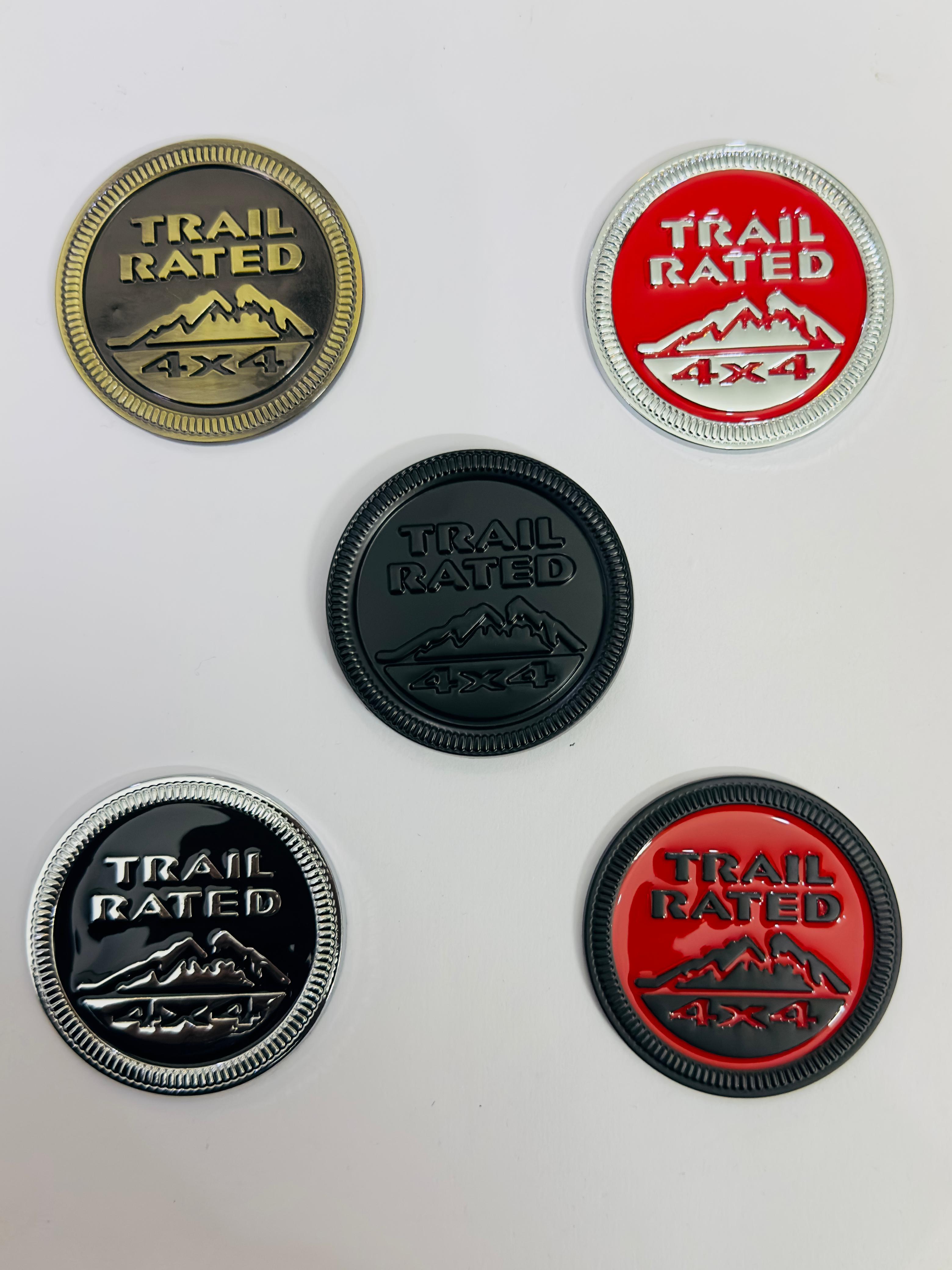 Trail Rated Sticker 6x6cm Logo Car Bike Metal Logo Car Emblem 3D Badge Auto Racing Sport Sticker Grand Tourer Decal Attractive Sticker-1Piece