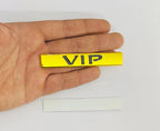 Golden VIP 3D Logo (9.3cmx2cm) for Car Bike Laptop Emblem, VIP Sticker 3D-Badge Auto Racing Sport Logo Grand Tourer Decal Auto Accessories 1PC.
