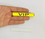 Golden VIP 3D Logo (9.3cmx2cm) for Car Bike Laptop Emblem, VIP Sticker 3D-Badge Auto Racing Sport Logo Grand Tourer Decal Auto Accessories 1PC.