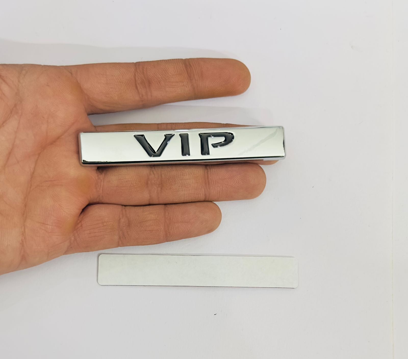 Chrome VIP 3D Sticker (9.3cmx2cm) for Car Bike Laptop Emblem, VIP Sticker 3D Badge Auto Racing Sport Logo Grand Tourer Decal Auto Accessories.