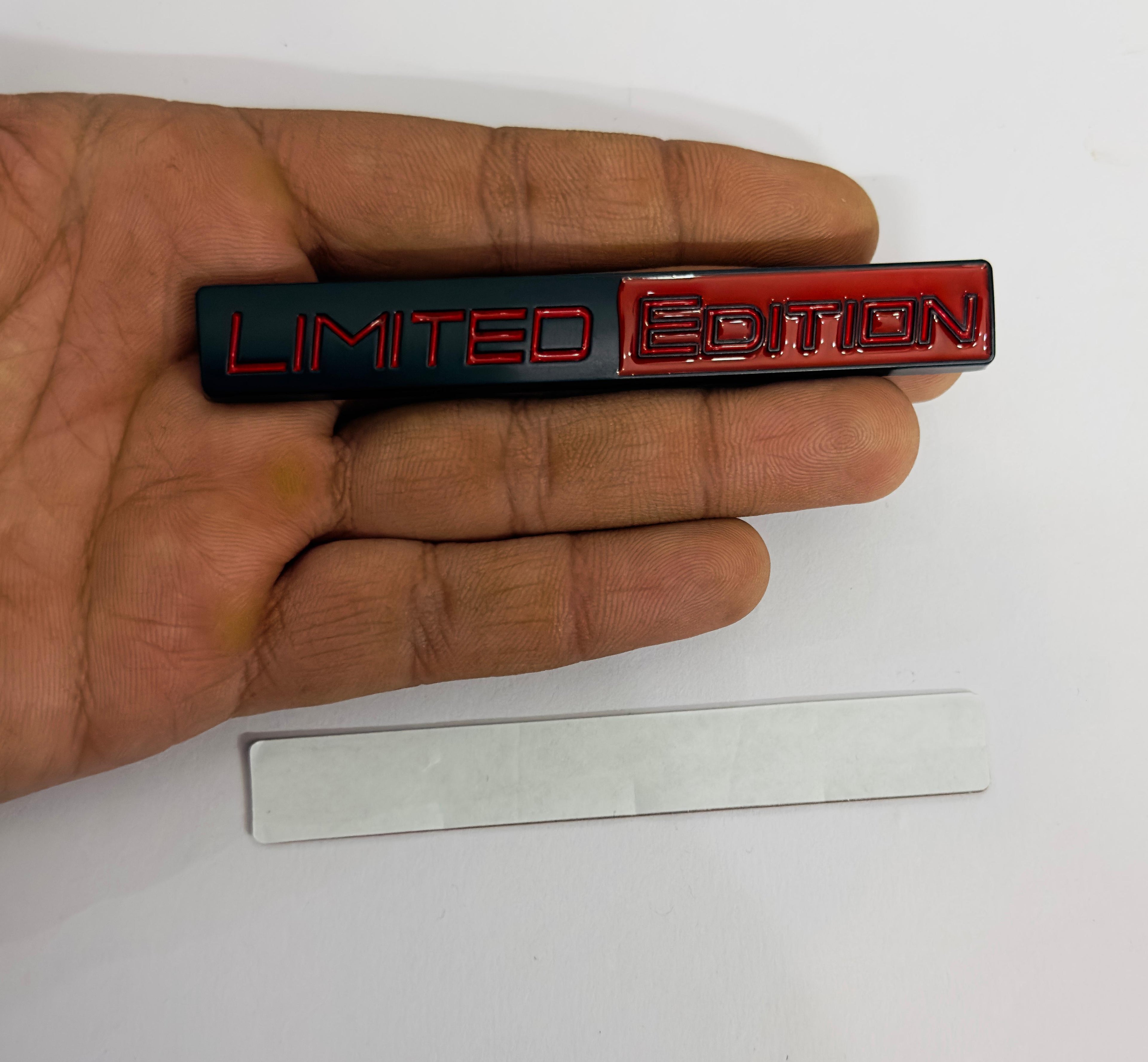 Black-Red 3D Metal Logo (10.5cmx1.5cm) Car Bike Laptop Limited Edition Sticker Car Emblem 3D Badge Decorative Sticker Auto Racing Sport Logo Grand Tourer Decal