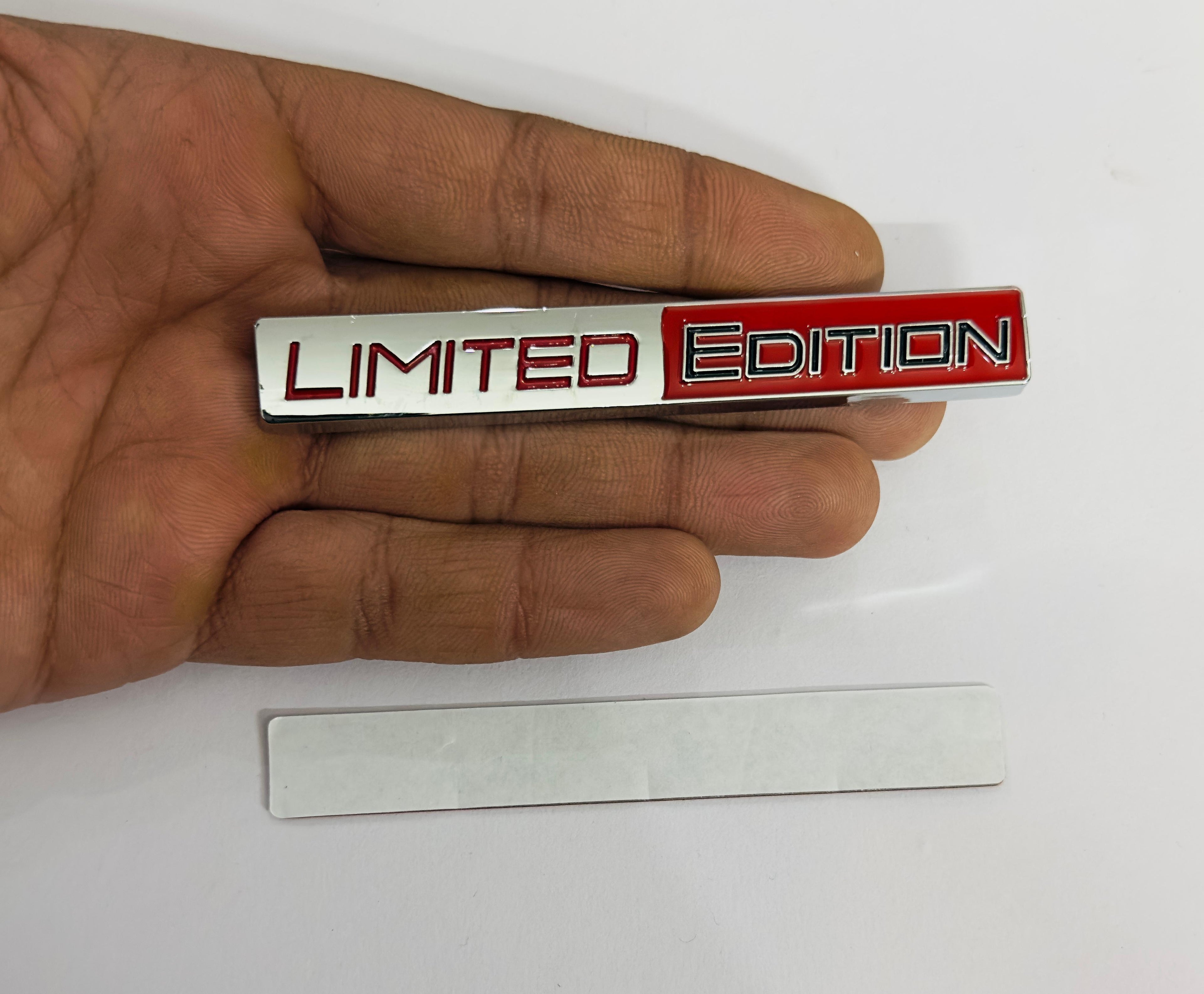 Chrome-RED Limited Edition 3D Metal Logo (10.5cmx1.5cm) Car Bike Laptop Limited Edition Sticker Car Emblem Universal 3D Badge Sticker Auto Racing Sport Logo Grand Tourer Decal.