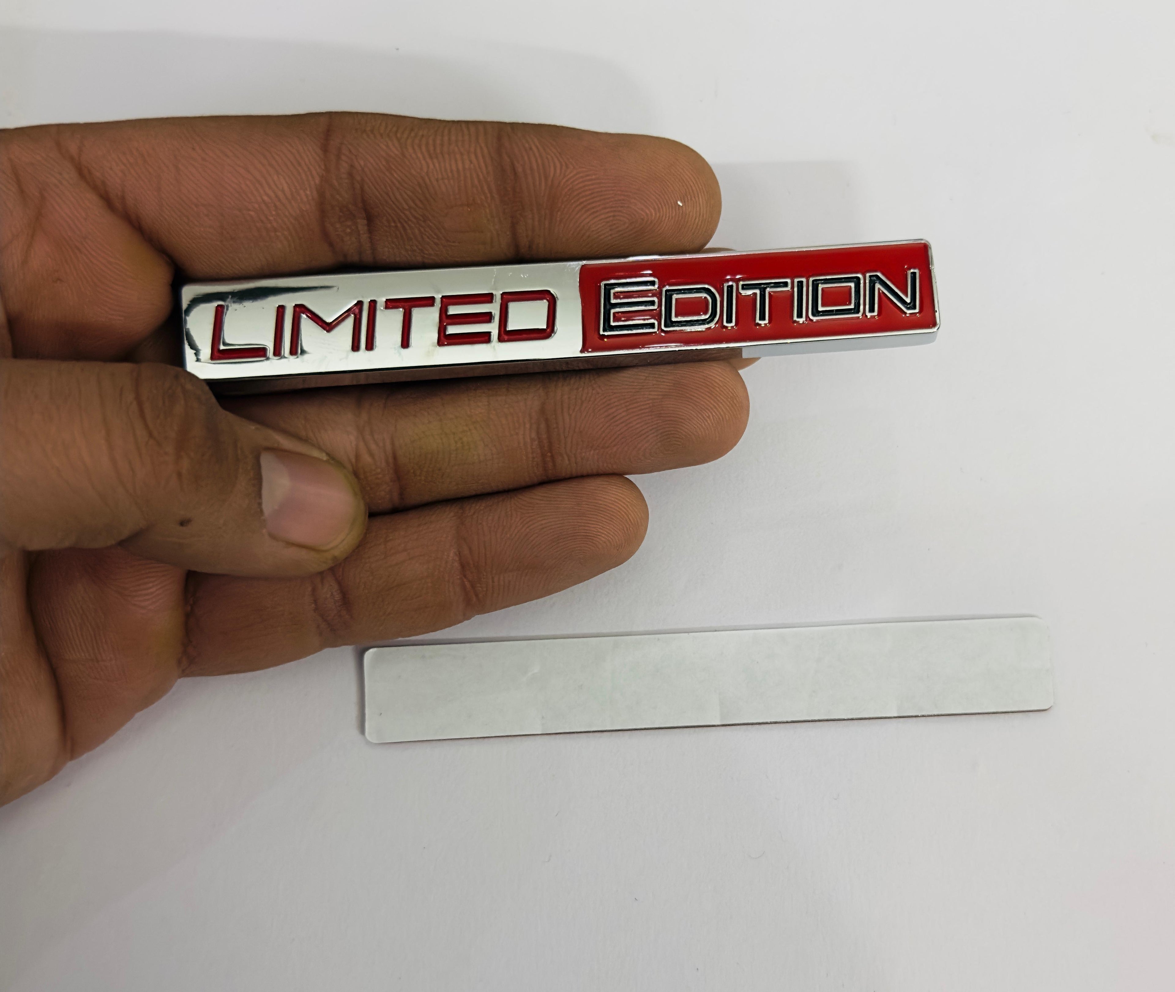 Chrome-RED Limited Edition 3D Metal Logo (10.5cmx1.5cm) Car Bike Laptop Limited Edition Sticker Car Emblem Universal 3D Badge Sticker Auto Racing Sport Logo Grand Tourer Decal.