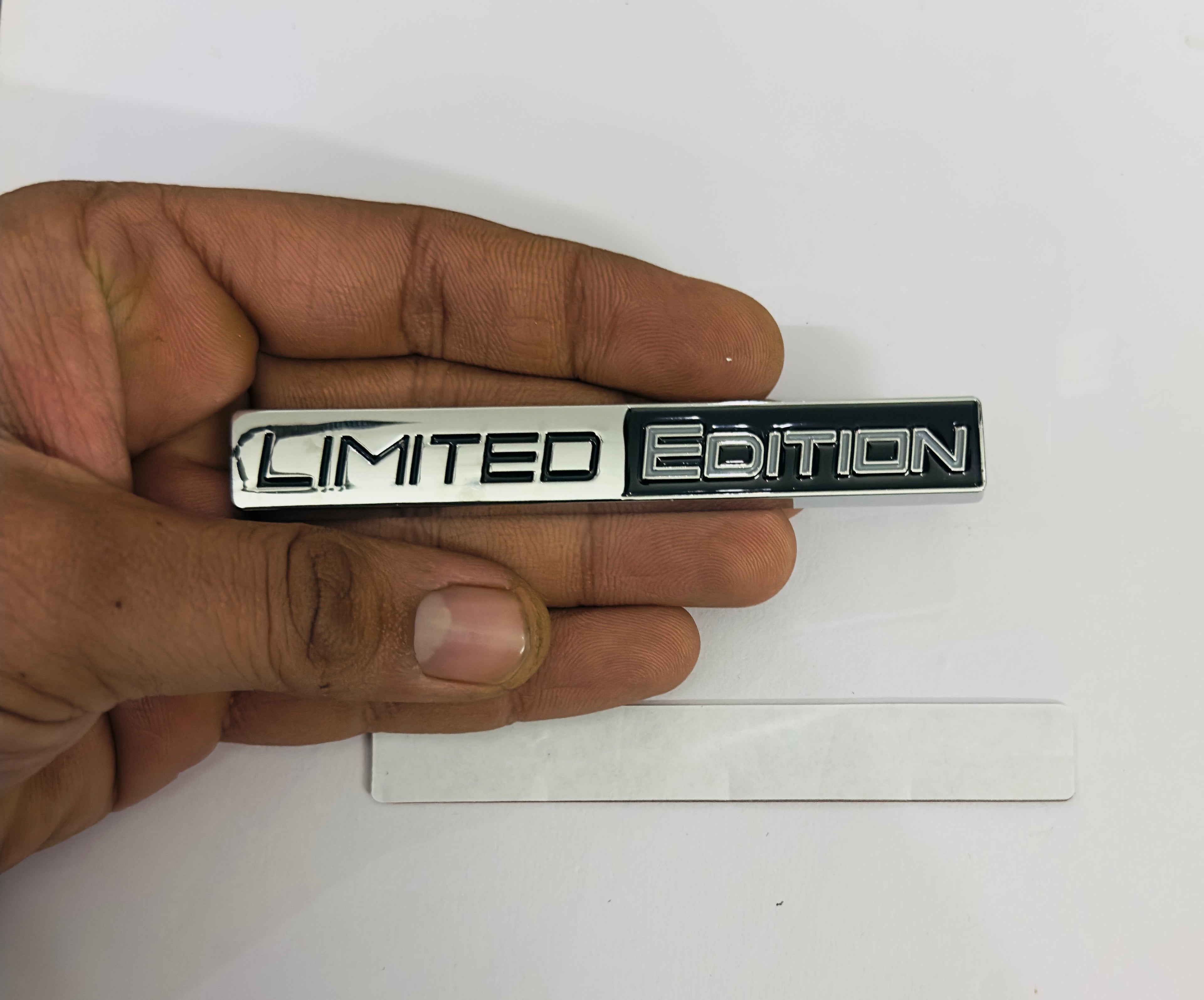 Chrome-Black Limited Edition 3D Metal Sticker (10.5cmx1.5cm) Car Bike Laptop Limited Edition Logo Car Emblem 3D Badge Sticker Universal Auto Racing Sport Logo Grand Tourer Decal.