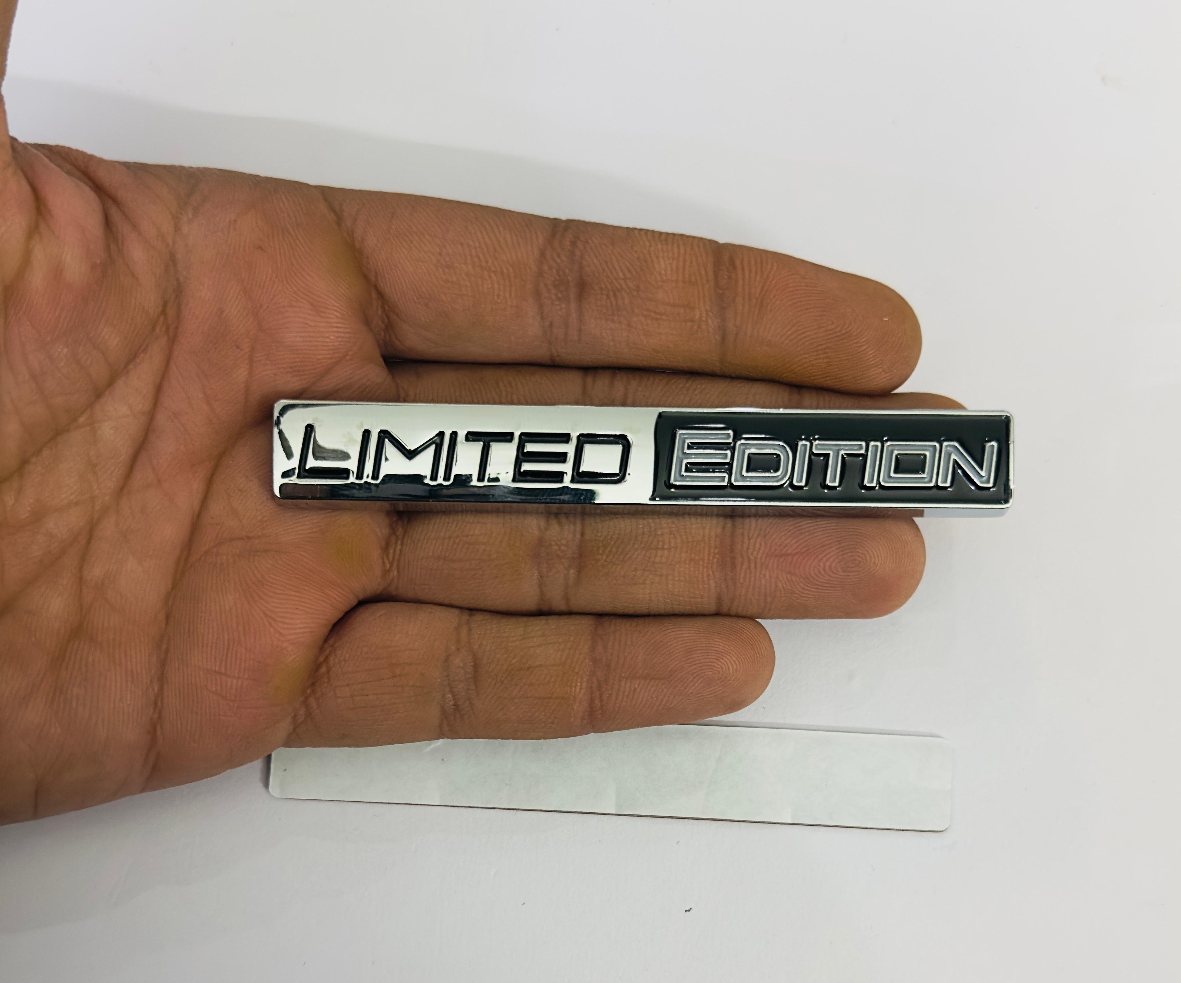 Chrome-Black Limited Edition 3D Metal Sticker (10.5cmx1.5cm) Car Bike Laptop Limited Edition Logo Car Emblem 3D Badge Sticker Universal Auto Racing Sport Logo Grand Tourer Decal.