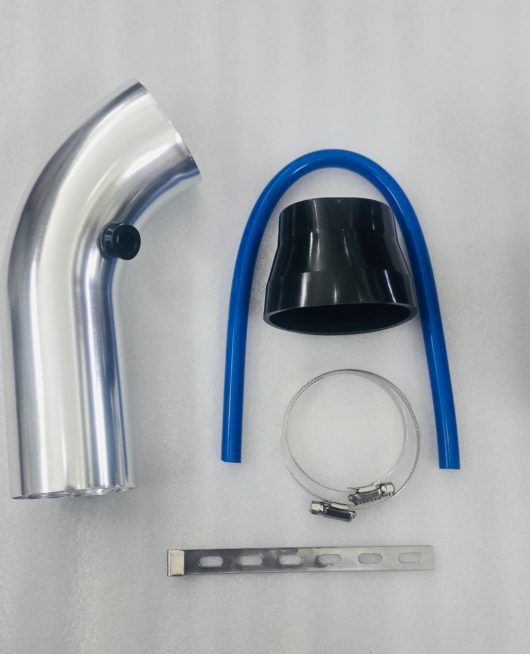 SILVER KN CAR METAL INTAKE AIR FILTER + Cold Air Intake Pipe 3Inch Universal Performance Car Cold Air Intake Turbo Filter Aluminum Air Filter Induction Flow Hose Pipe Universal Kit