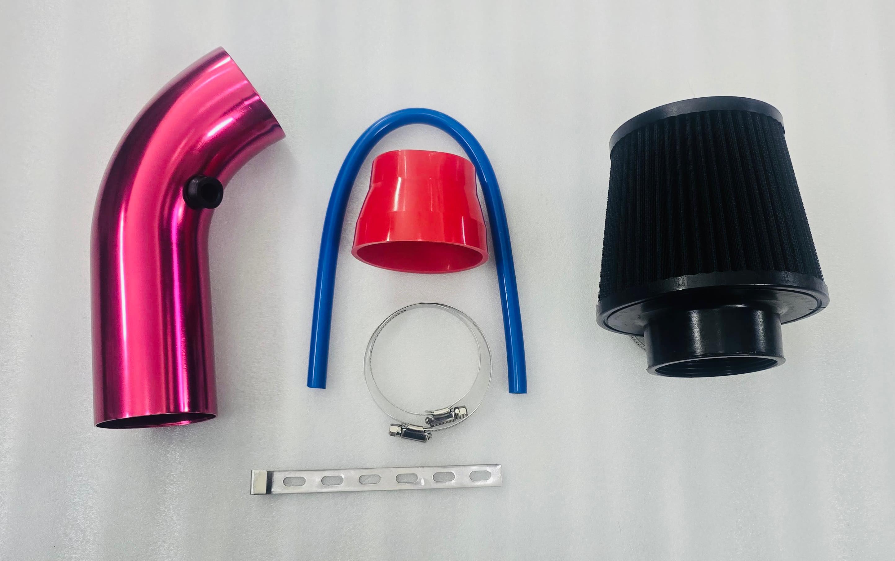 RED KN CAR METAL INTAKE AIR FILTER + Cold Air Intake Pipe 3Inch Universal Performance Car Cold Air Intake Turbo Filter Aluminum Air Filter Induction Flow Hose Pipe Metal intake Pipe