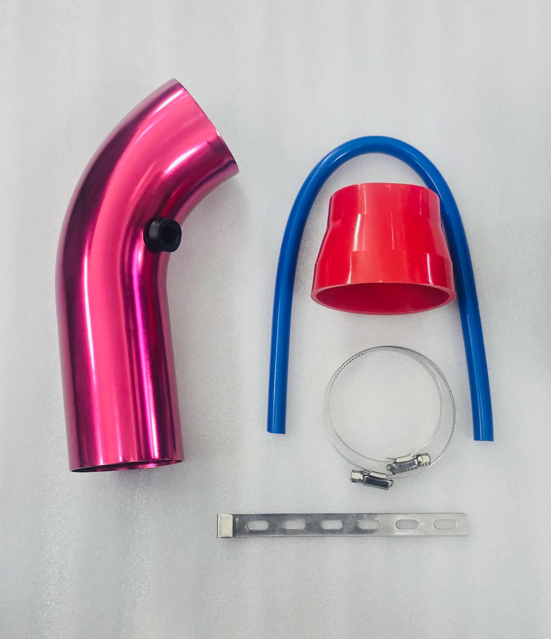 RED KN CAR METAL INTAKE AIR FILTER + Cold Air Intake Pipe 3Inch Universal Performance Car Cold Air Intake Turbo Filter Aluminum Air Filter Induction Flow Hose Pipe Metal intake Pipe