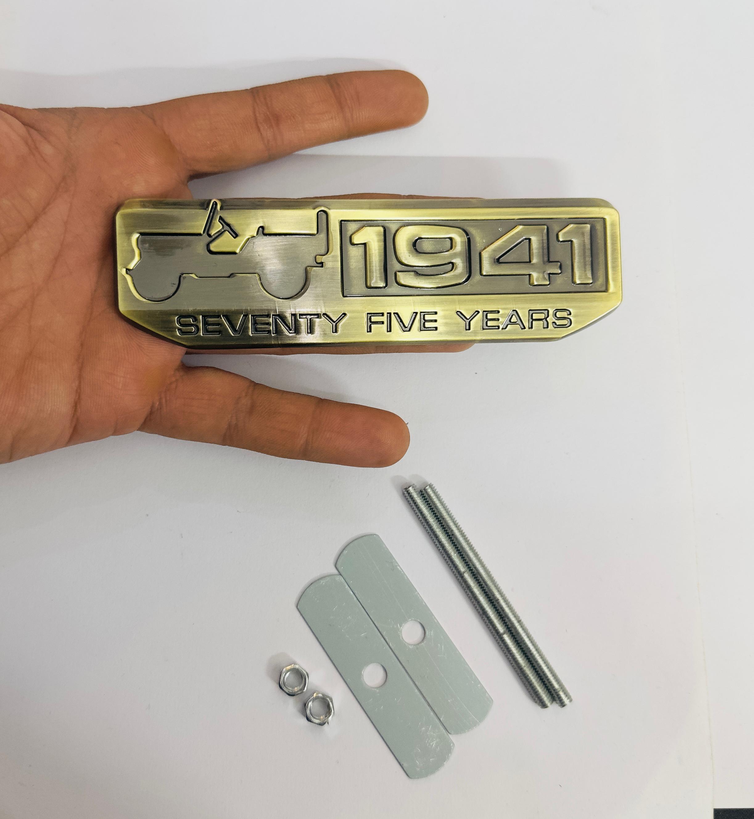 1941- Full Golden Grill Sticker 4x4 Full TIME Metal Logo 15cmx2.5cm Car Metal Emblem 3D Badge Auto Racing Sport Sticker Grand Tourer Decal-1 PC
