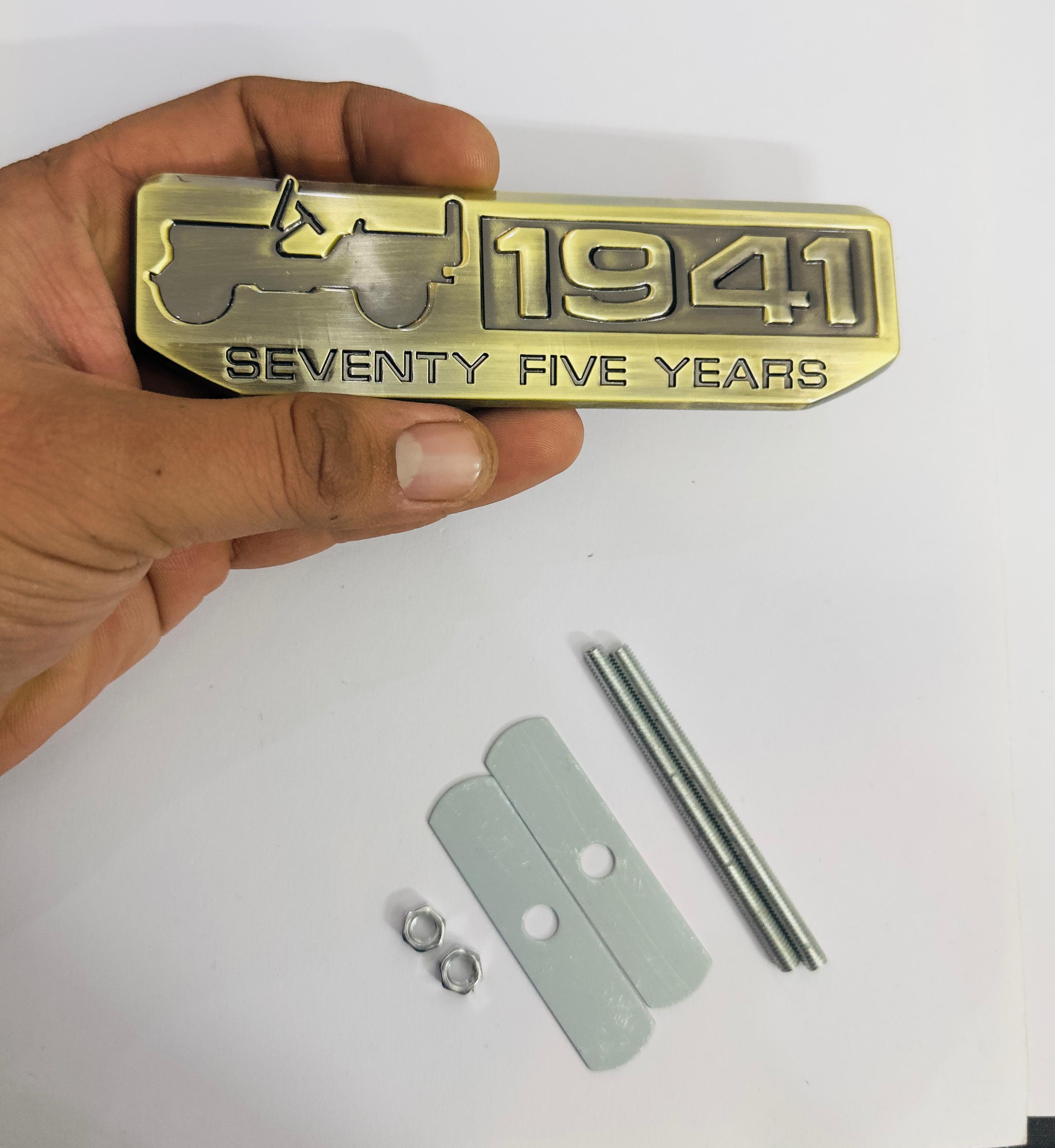 1941- Full Golden Grill Sticker 4x4 Full TIME Metal Logo 15cmx2.5cm Car Metal Emblem 3D Badge Auto Racing Sport Sticker Grand Tourer Decal-1 PC