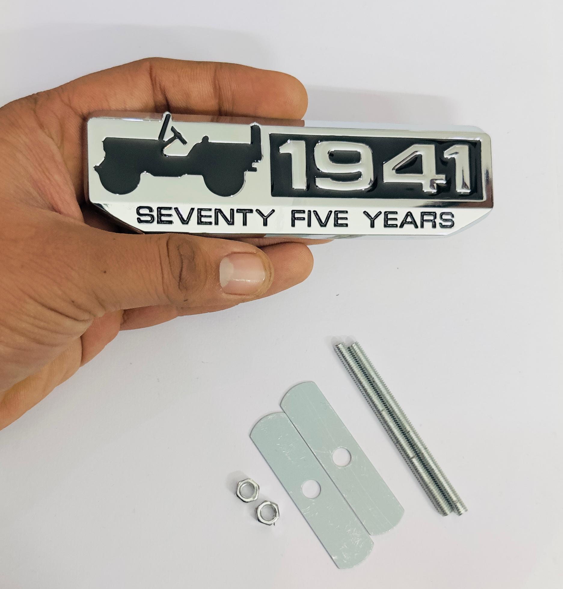 1941- Black White Grill Sticker 4x4 Full TIME Metal Logo 15cmx2.5cm Car Metal Emblem 3D Badge Auto Racing Sport Sticker Grand Tourer Decal-1 Piece