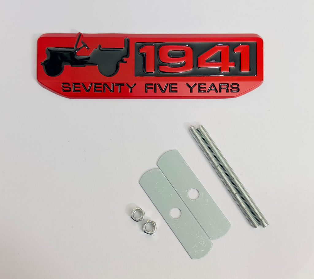 1941- Black Red Grill Sticker 4x4 Full TIME Metal Logo 15cmx2.5cm Car Metal Emblem 3D Badge Auto Racing Sport Sticker Grand Tourer Decal-1 PC