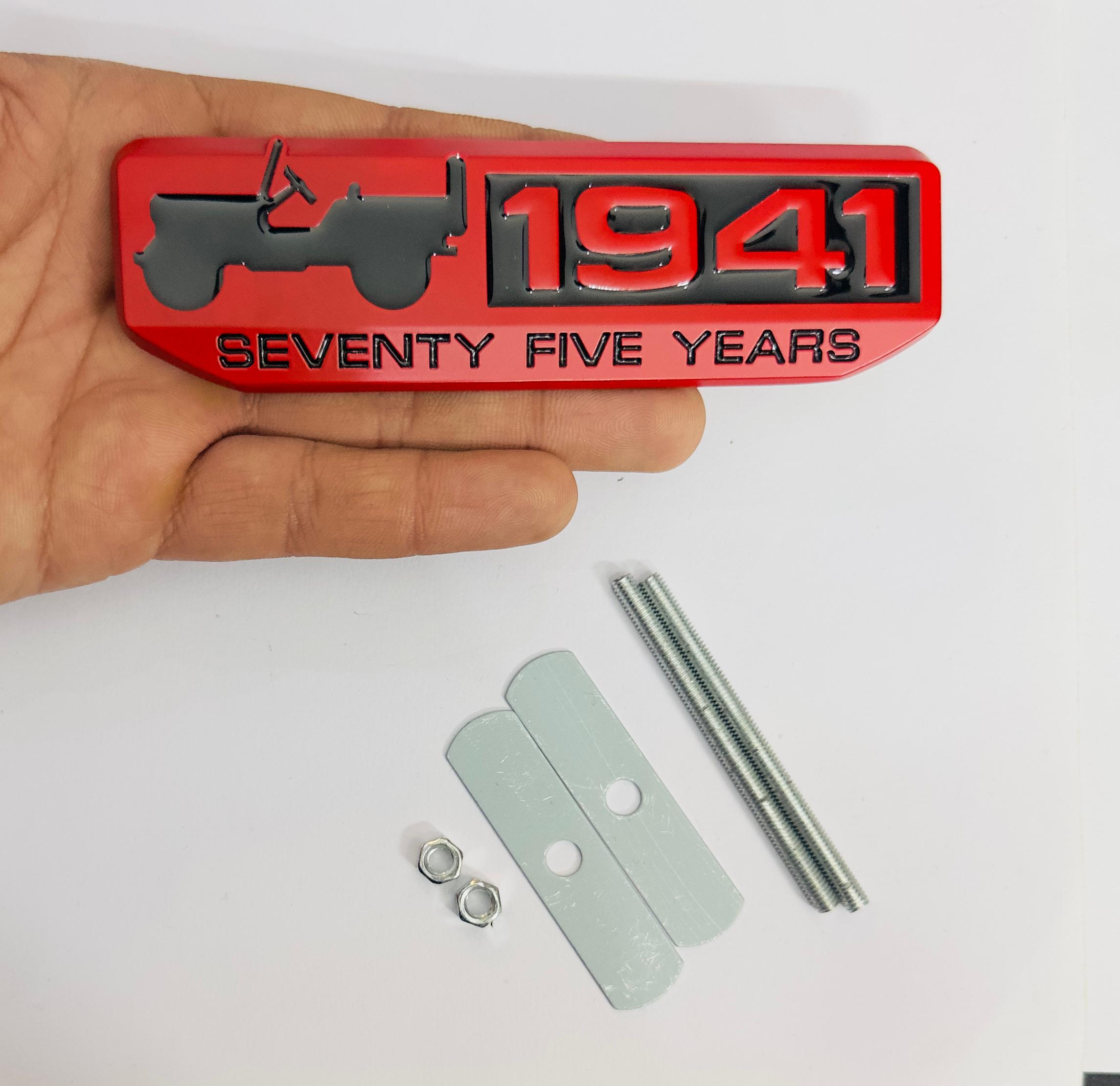1941- RED Black Grill Sticker 4x4 Full TIME Metal Logo 15cmx2.5cm Car Metal Emblem 3D Badge Auto Racing Sport Sticker Grand Tourer Decal for Car