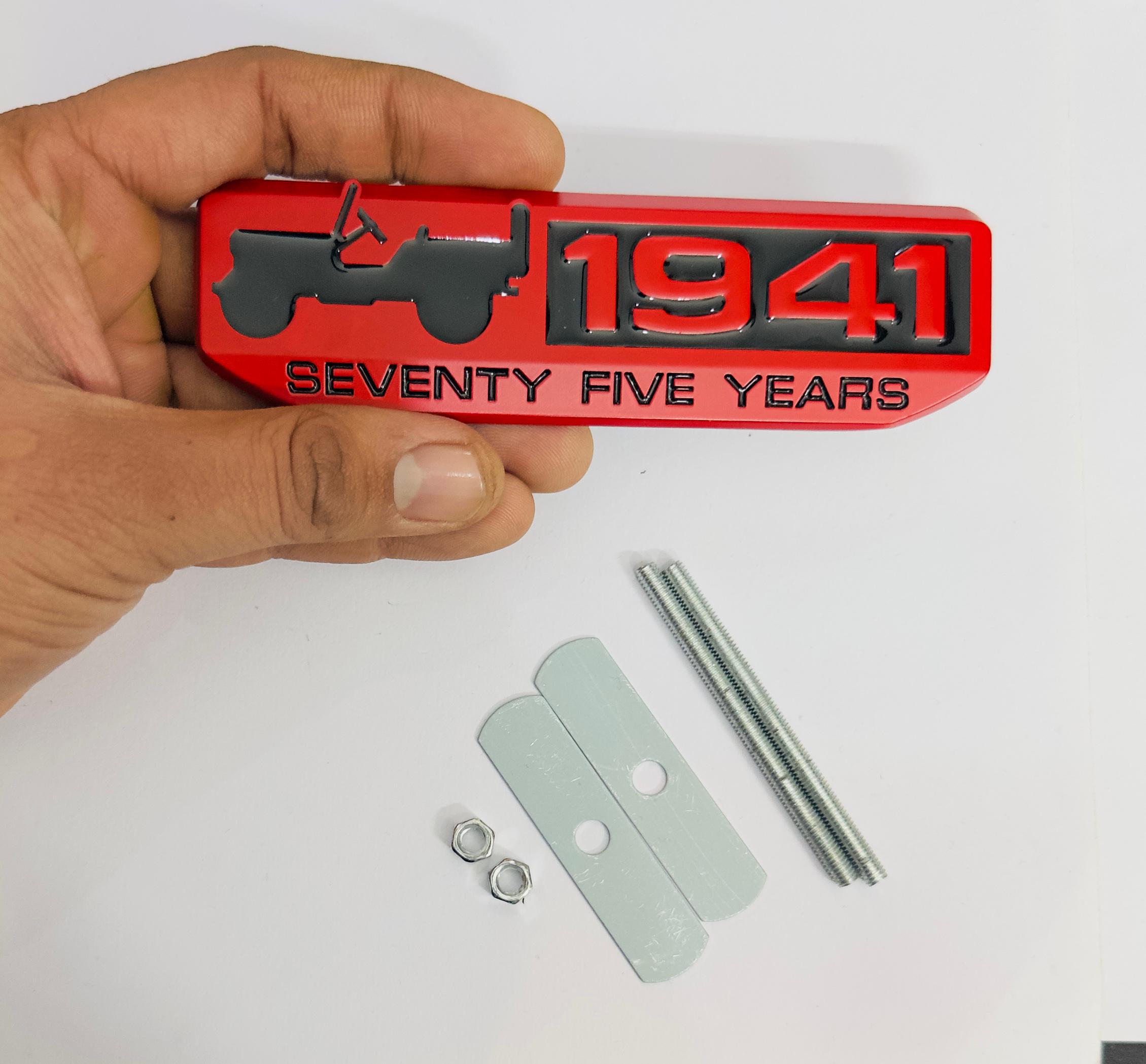 1941- RED Black Grill Sticker 4x4 Full TIME Metal Logo 15cmx2.5cm Car Metal Emblem 3D Badge Auto Racing Sport Sticker Grand Tourer Decal for Car