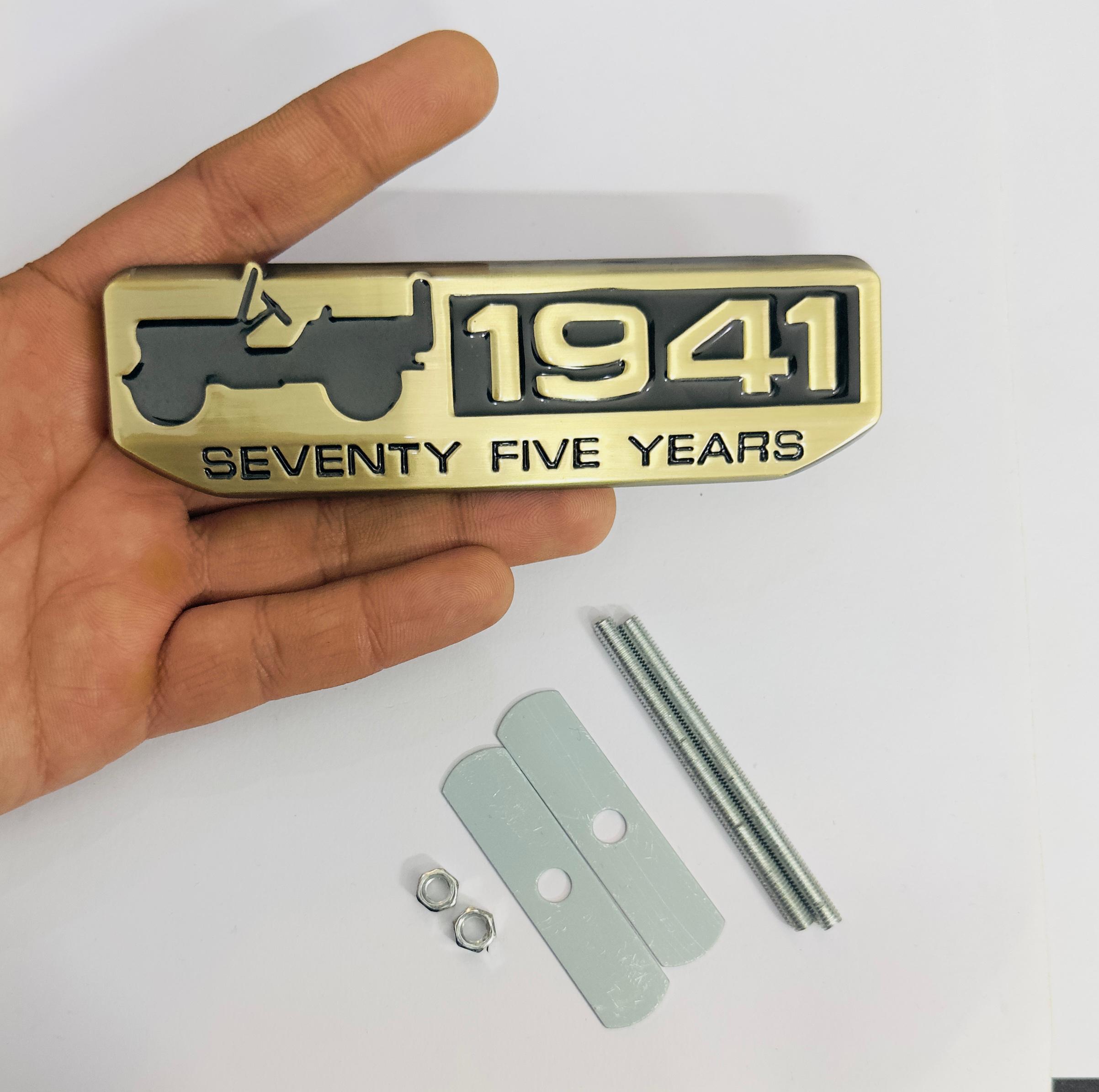 1941-Golden Black Grill Sticker 4x4 Full TIME Metal Logo 15cmx2.5cm Car Metal Emblem 3D Badge Auto Racing Sport Sticker Grand Tourer Decal-1 Piece