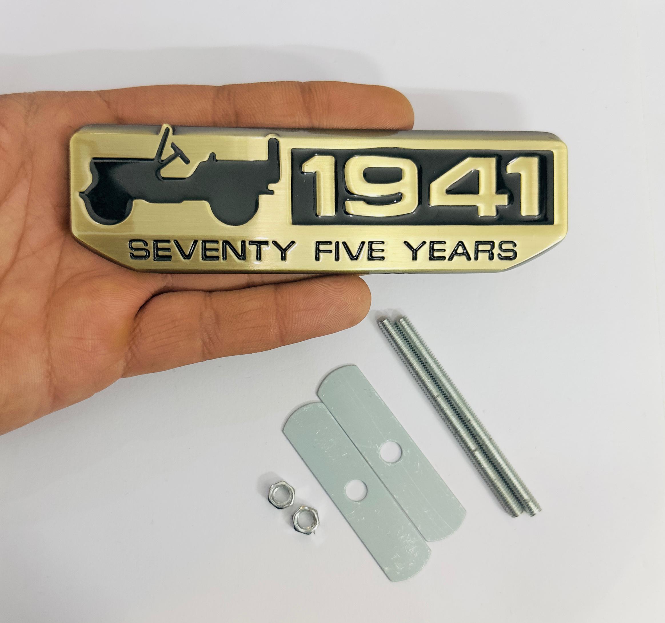 1941-Golden Black Grill Sticker 4x4 Full TIME Metal Logo 15cmx2.5cm Car Metal Emblem 3D Badge Auto Racing Sport Sticker Grand Tourer Decal-1 Piece