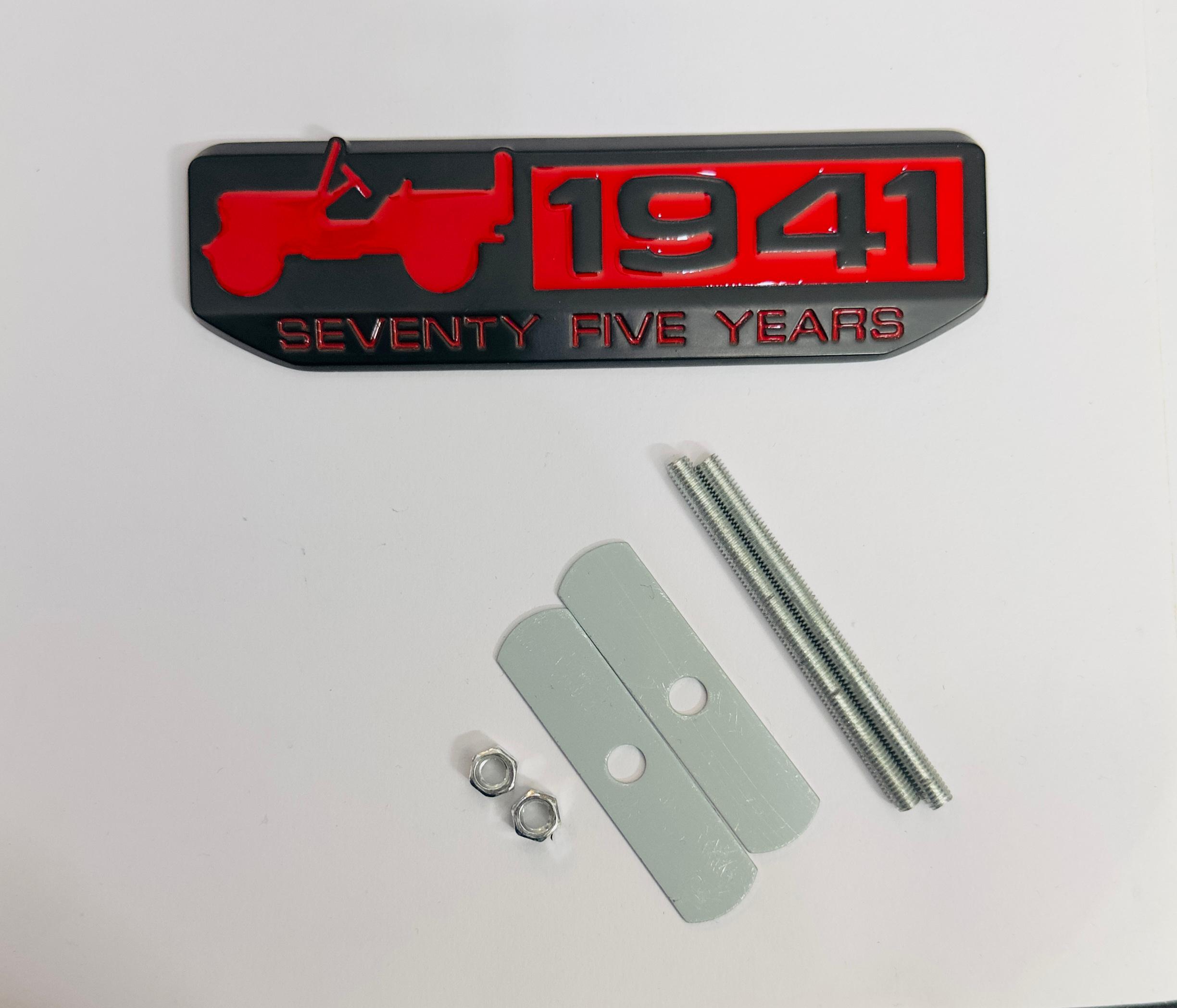 1941- Black Red Grill Sticker 4x4 Full TIME Metal Logo 15cmx2.5cm Car Metal Emblem 3D Badge Auto Racing Sport Sticker Grand Tourer Decal-1 PC
