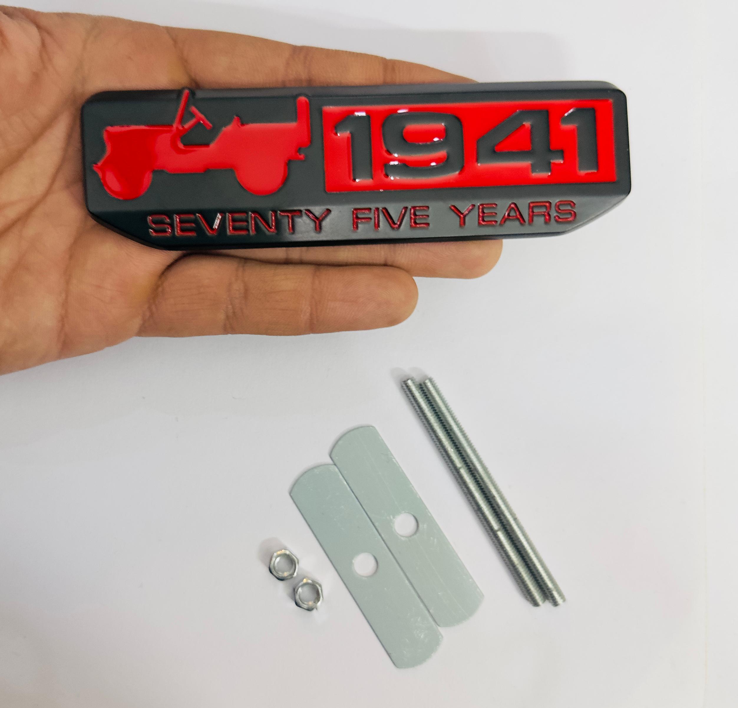1941- Black Red Grill Sticker 4x4 Full TIME Metal Logo 15cmx2.5cm Car Metal Emblem 3D Badge Auto Racing Sport Sticker Grand Tourer Decal-1 PC