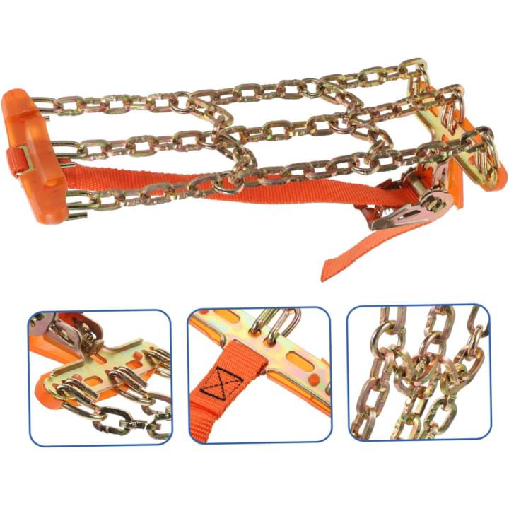 6PCS Snow Chains for SUV Car Pickup Trucks RV, Emergency Portable Snow Tire Chains Tire Snow Chain Steel Alloy Tire Traction Chain Universal Snow Chains
