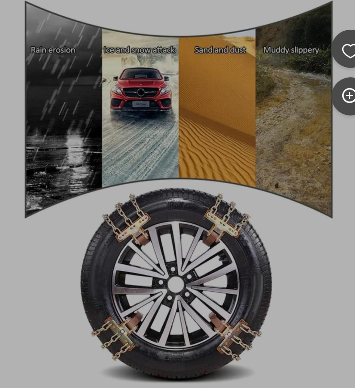 8 PCS Snow Chains for SUV Car Pickup Trucks RV, Emergency Portable Snow Tire Chains Tire Snow Chain Steel Alloy Tire Traction Chain