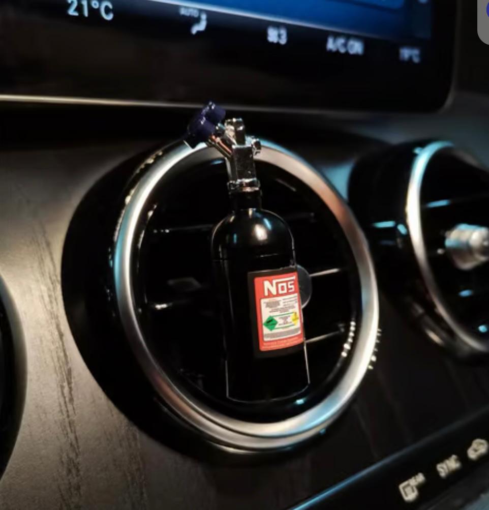 Black NOS AC Vent Perfume Metal Body Car Design Organic Fragrance Air Freshener Perfume-1 PC
