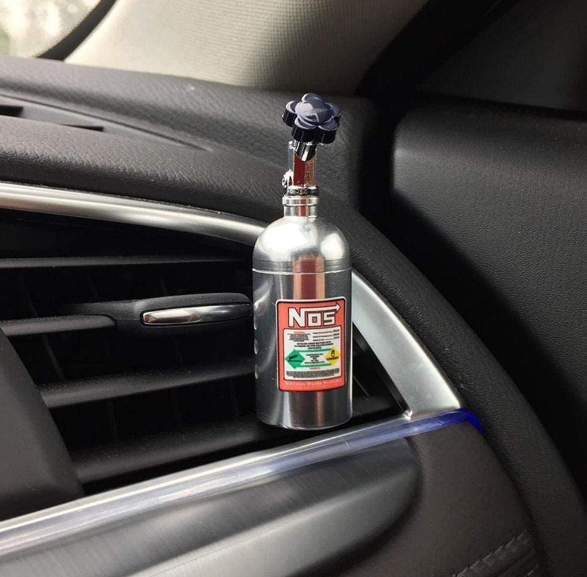 SILVER NOS AC Vent Perfume Metal Body Car Design Organic Fragrance Air Freshener Perfume-1 PC