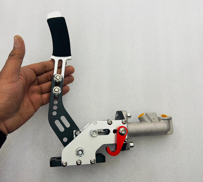 White Hydraulic Hand Brake Lever Racing E-Brake Drift Sports Modified Handbrake Refitted Competitive Lever Gear Hand Brake Aluminum Alloy Hydraulic Car Handbrake-1Piece