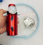 RED Engine Oil Catch Aluminum Reservoir Breather Tank Can Vacuum Pressure Gauge Engine Oil Catch Can Kit Universal Aluminum Air Oil Breather Cylinder Tank for Turbo Applications