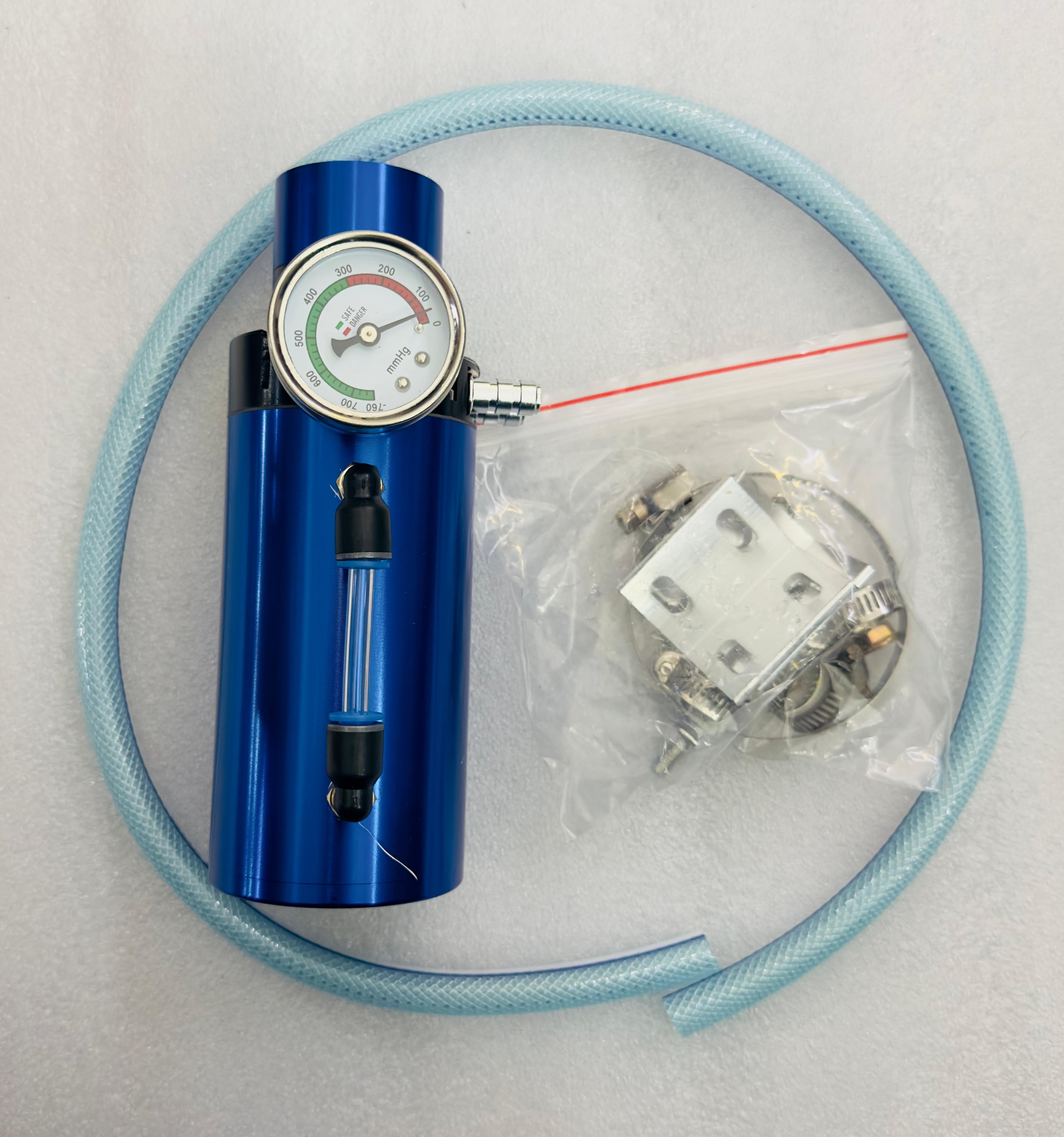 BLUE Engine Oil Catch Aluminum Reservoir Breather Tank Can Vacuum Pressure Gauge Engine Oil Catch Can Kit Universal Aluminum Air Oil Breather Cylinder Tank for Turbo Applications-1 Piece