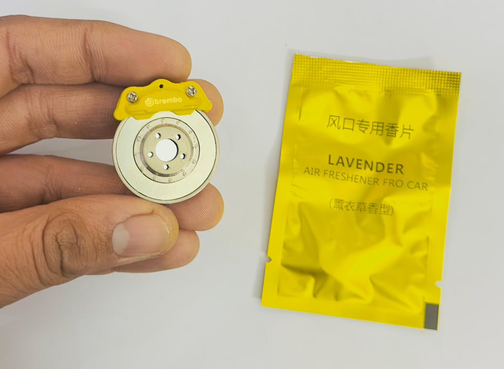 Yellow WHEEL DISC AC Vent Perfume ABS Body Car Design Organic Fragrance Air Freshener Perfume-1 Piece