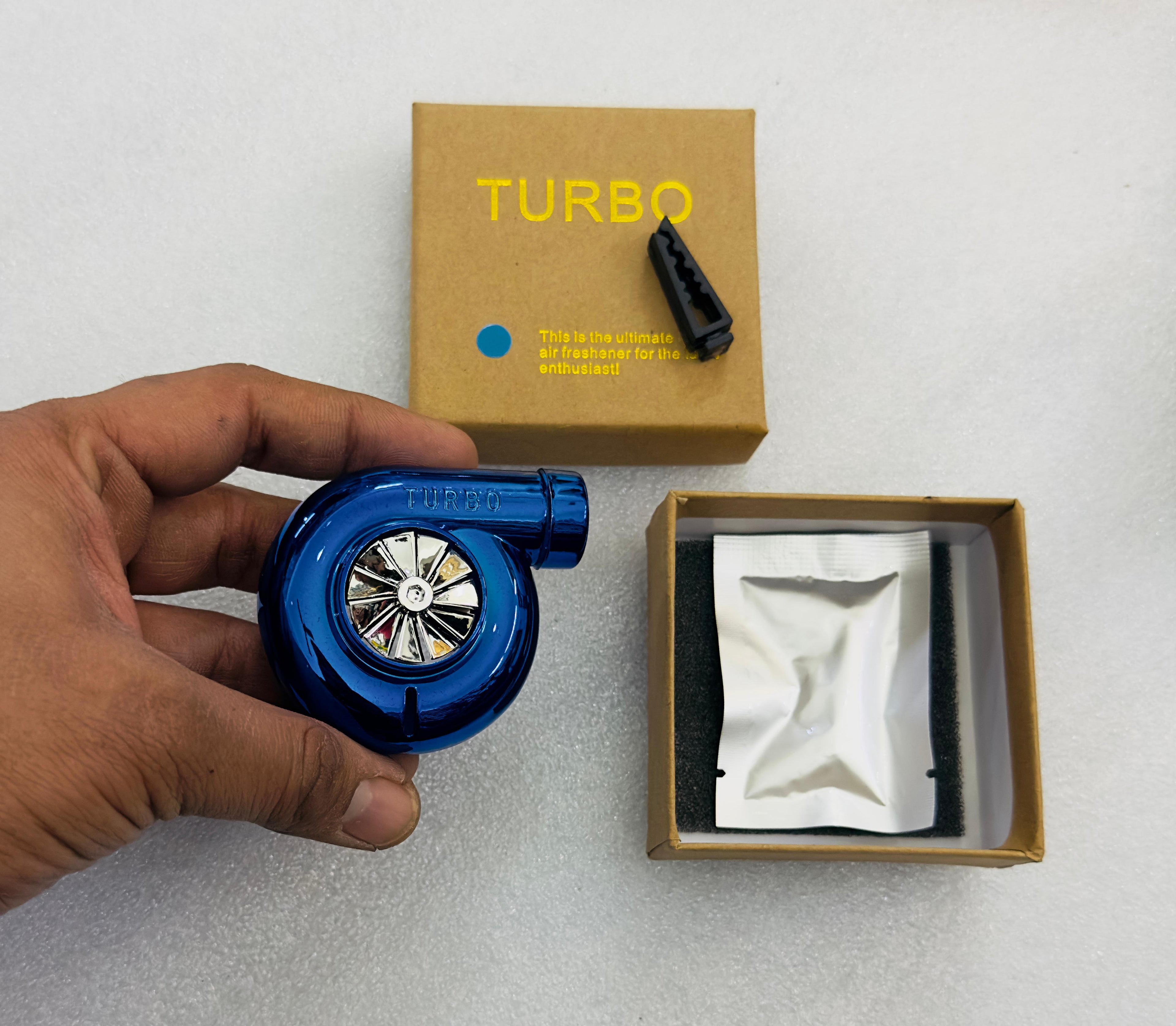 BLUE TURBO AC Vent Perfume ABS Body Car Design Organic Fragrance Air Freshener Perfume-1 Piece
