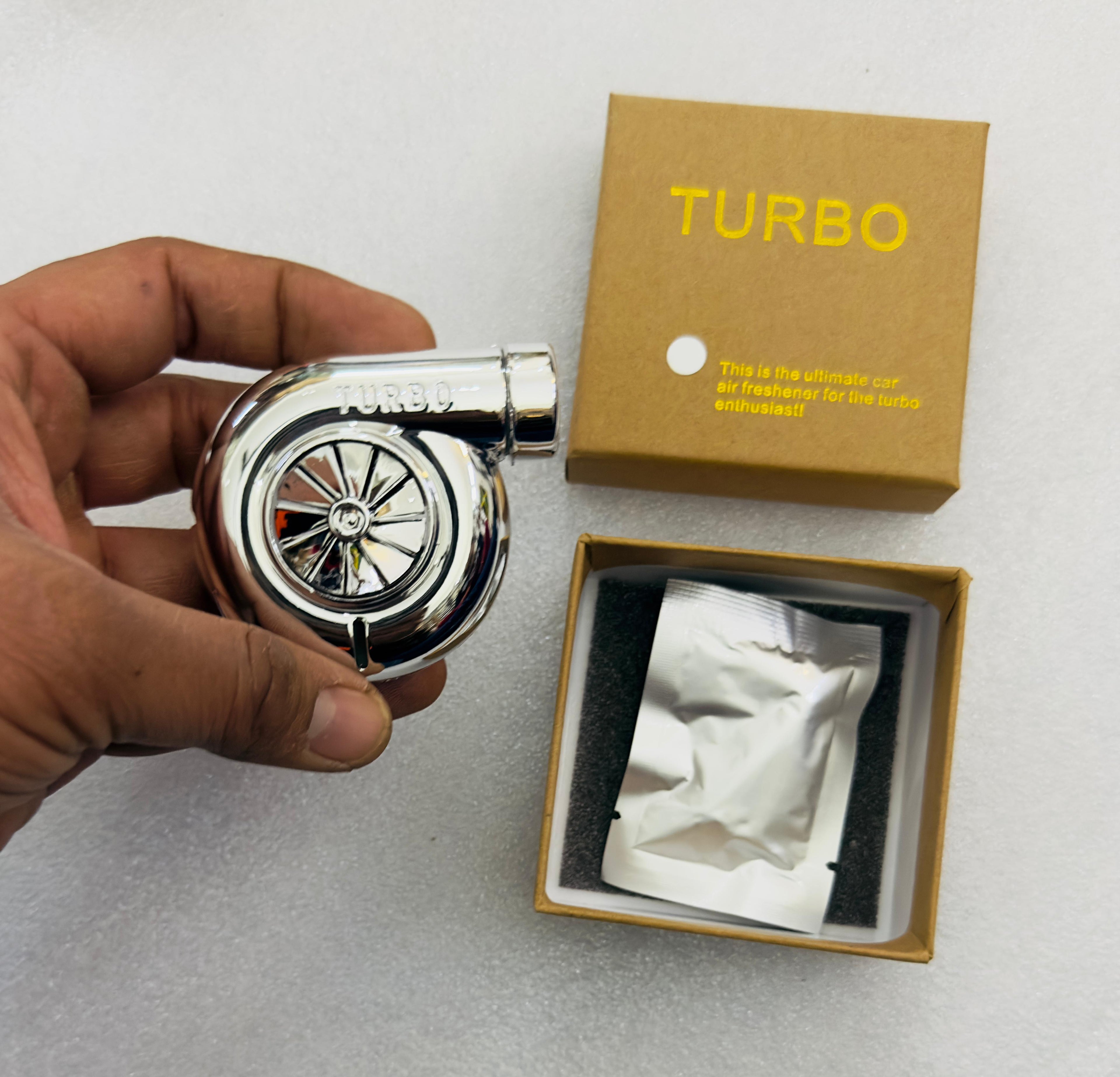 SILVER TURBO AC Vent Perfume ABS Body Car Design Organic Fragrance Air Freshener Perfume-1 Piece