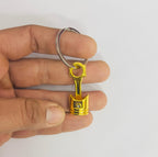Golden Piston Design Metal Keychain Car Styling Keychain Piston Key Ring Durable Metal Key chain Pendant Ring.