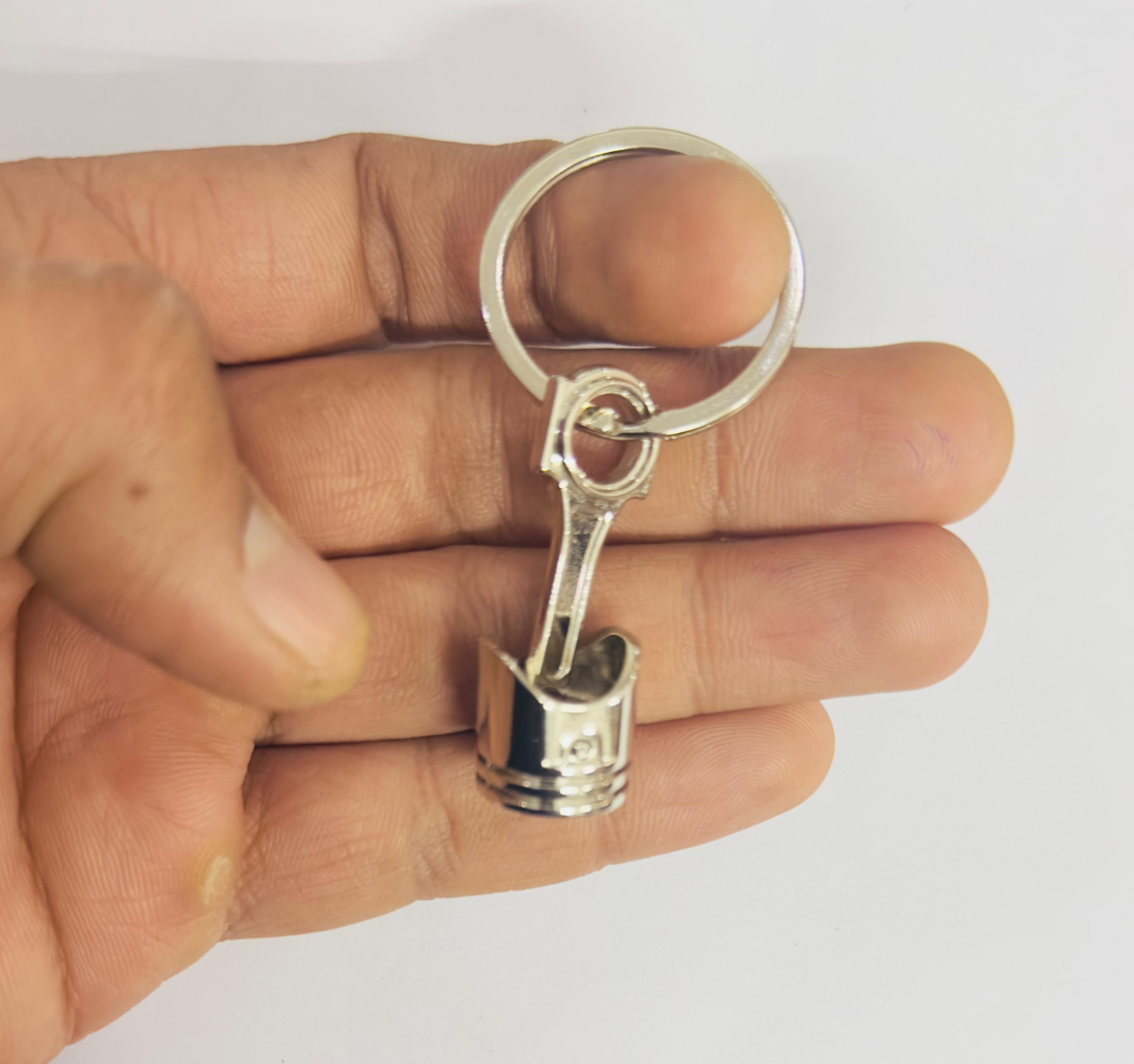Silver Piston Design Metal Keychain Car Styling JDM Keychain Piston Key Ring Metal Key chain Pendant Ring