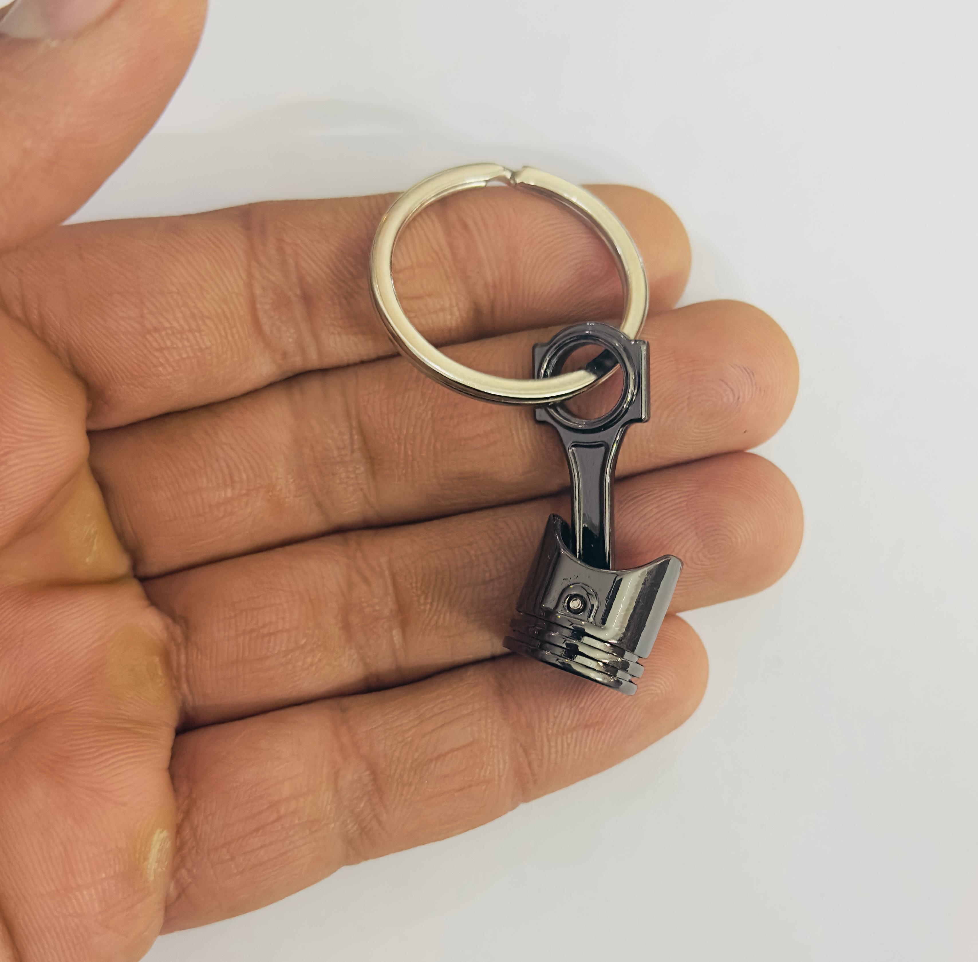 Black Piston Design Metal Keychain Car Styling JDM Keychain Piston Key Ring Metal Key chain Pendant Ring