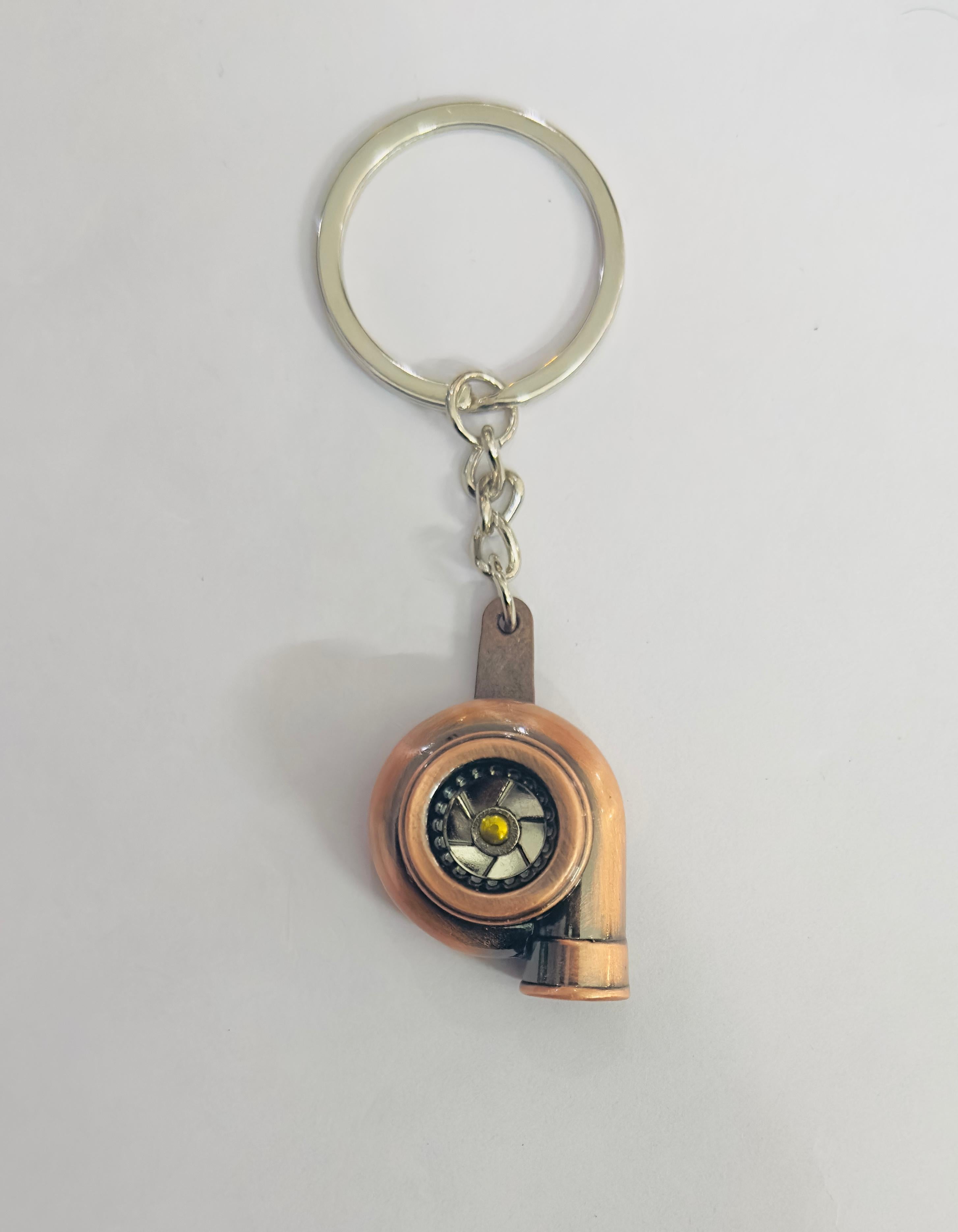 Copper Turbo Design Metal Keychain Car Styling Keychain Turbo Key Ring Metal Key chain Pendant Ring 1PC.