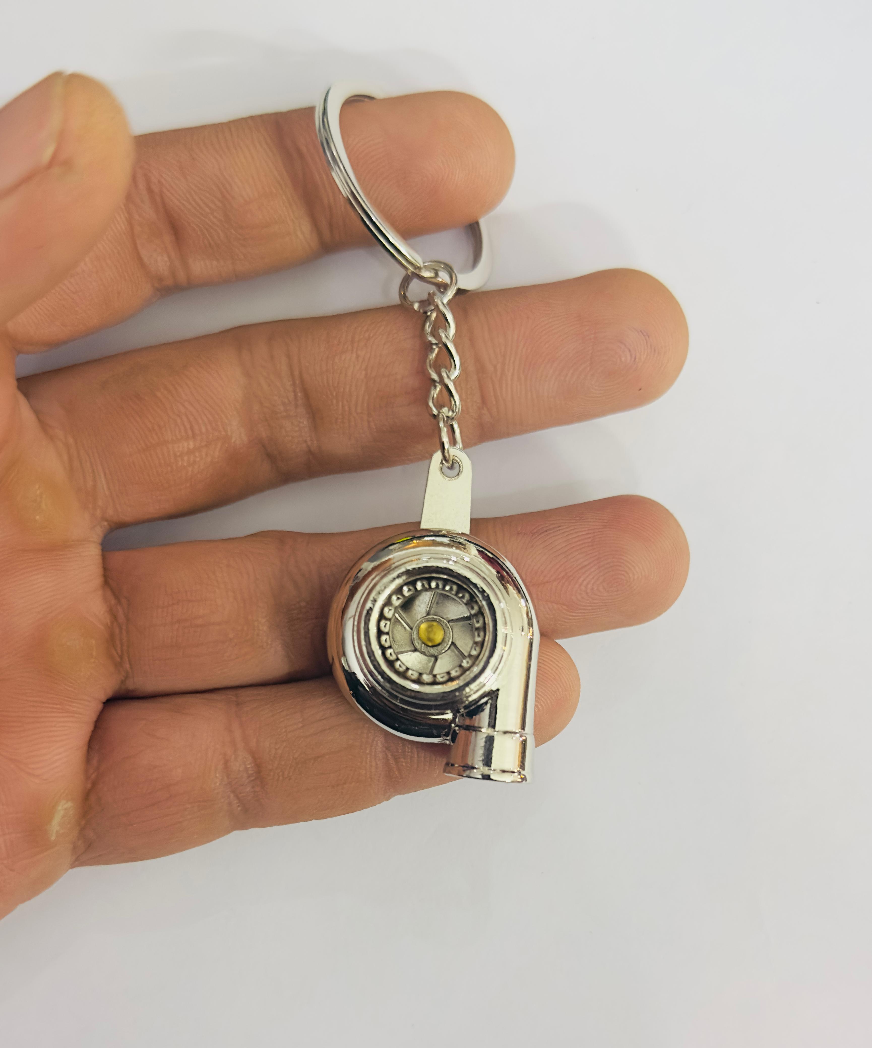Silver Turbo Design Metal Keychain Car Styling Keychain Turbo Key Ring Metal Key chain Pendant Ring