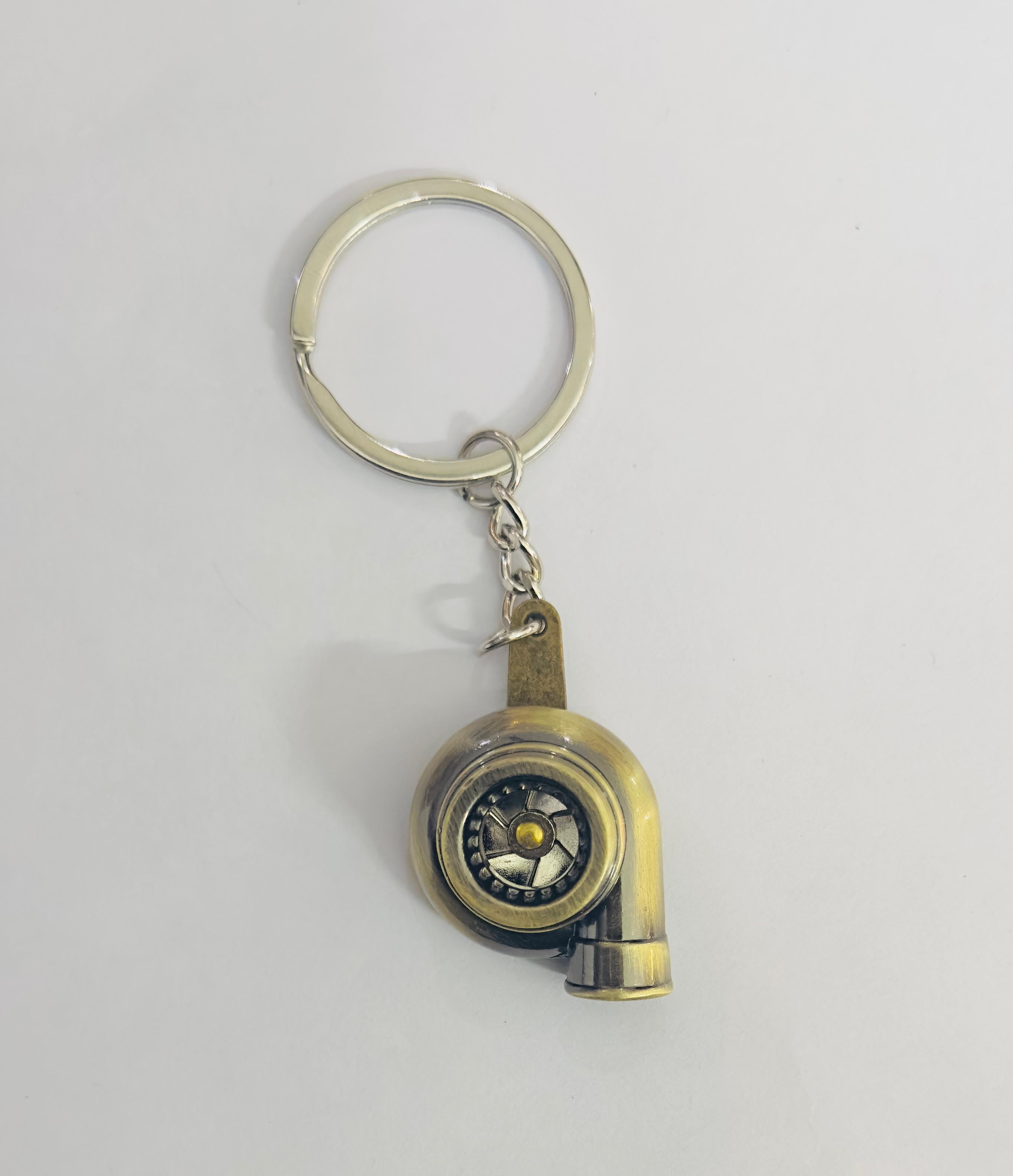 Bronze Turbo Design Metal Keychain Car Styling Keychain Turbo Key Ring Metal Key chain Pendant Ring 1PC.