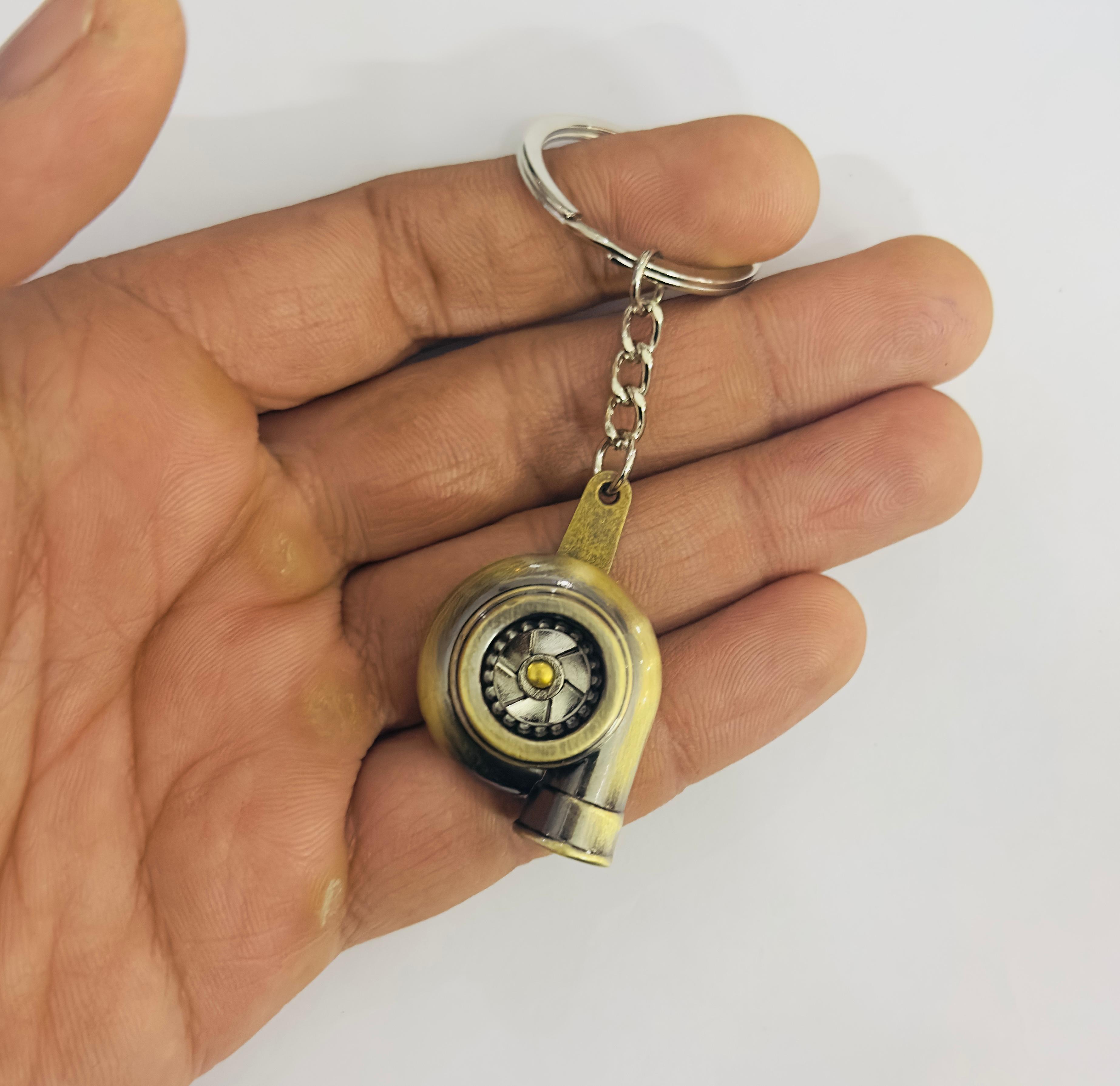 Bronze Turbo Design Metal Keychain Car Styling Keychain Turbo Key Ring Metal Key chain Pendant Ring 1PC.