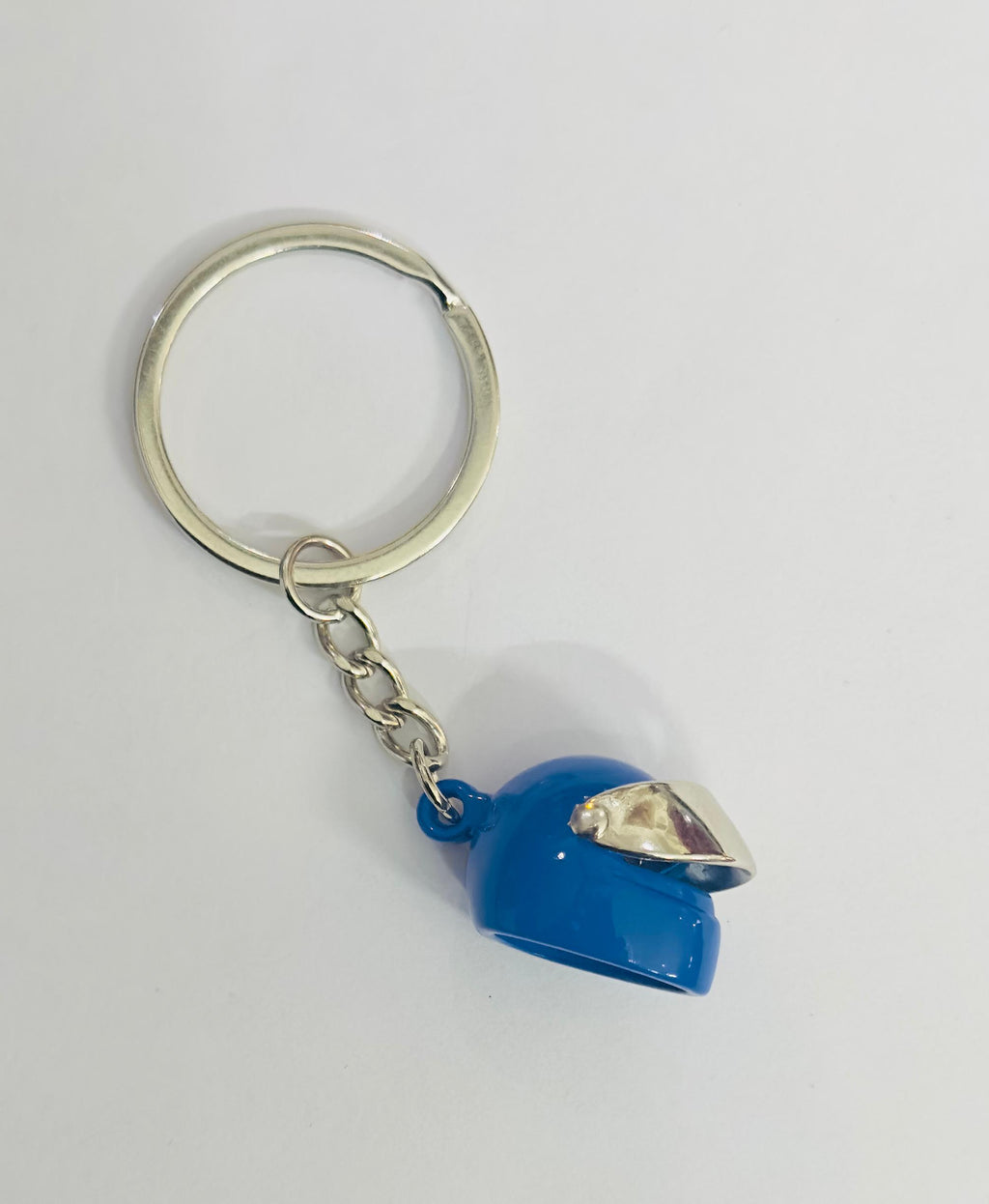 BLUE Helmet Design Metal Keychain Car Styling Keychain Helmet Key Ring Durable Metal Key chain Pendant Ring.
