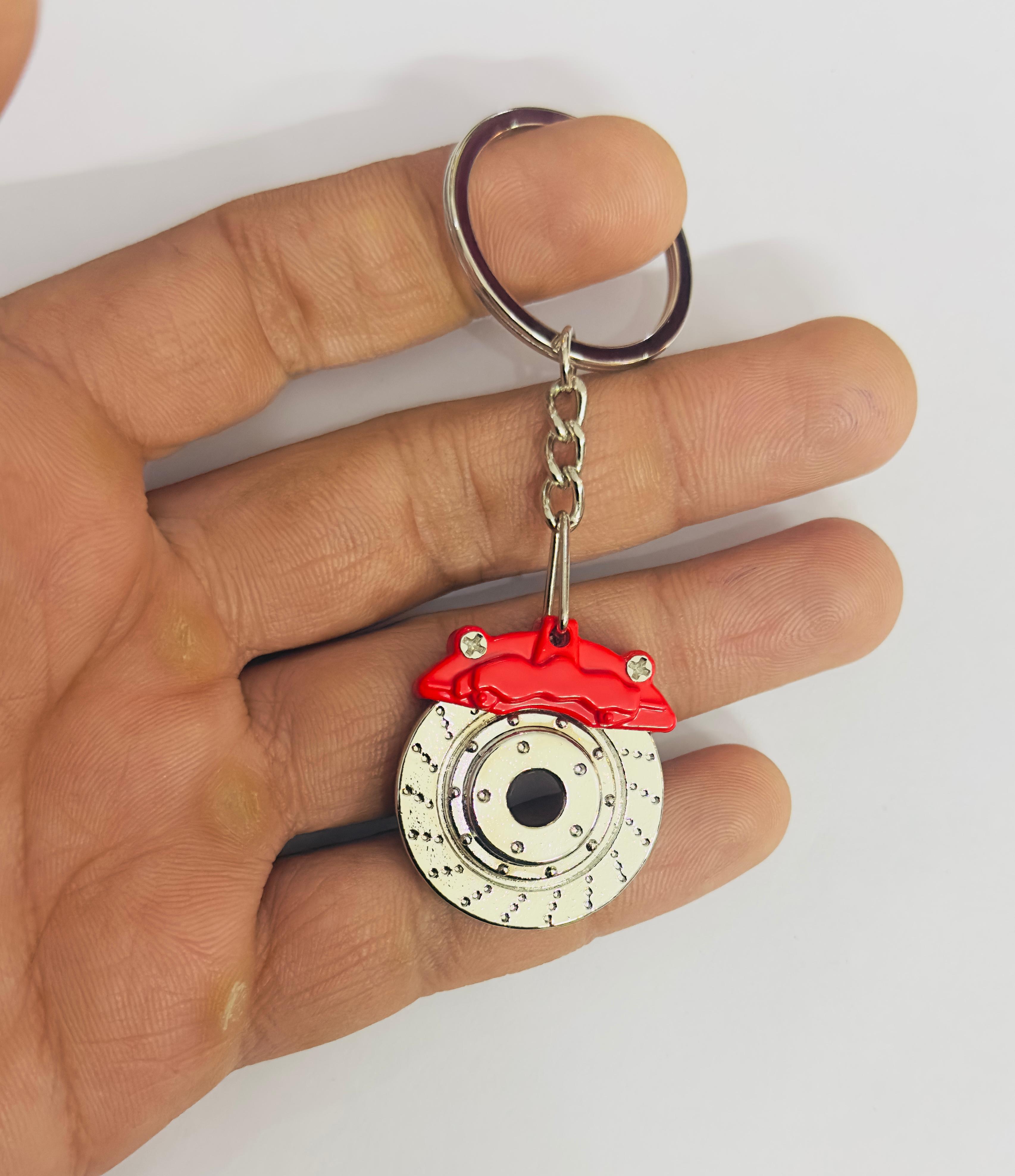 Red Wheel Disc Design Metal Keychain Car Styling Keychain Wheel Disc Key Ring Durable Metal Key chain Pendant Ring